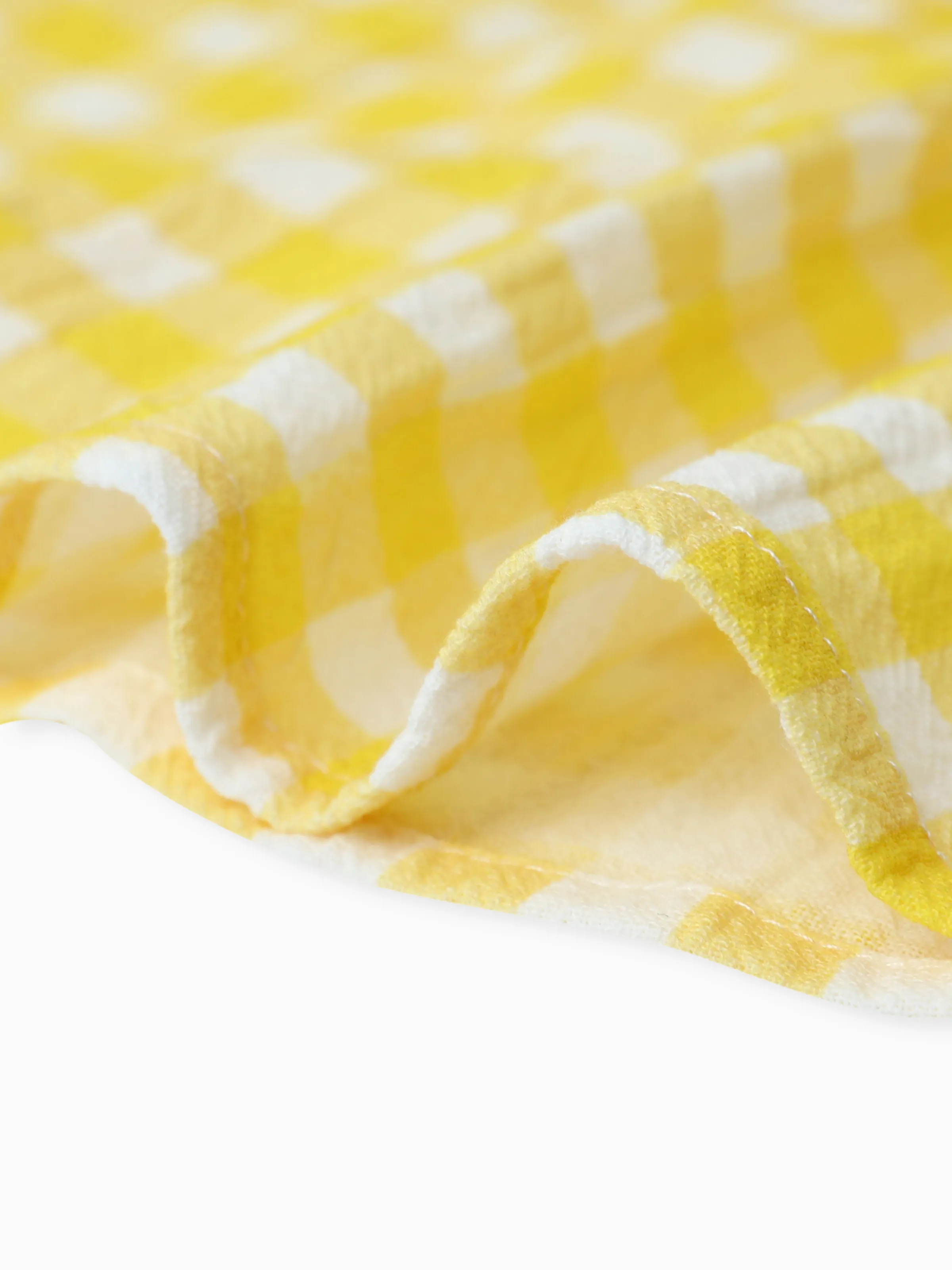 1pc Baby Girl Plaid&Lemon&Fruit Sweet Dress Pale Yellow - Image 7