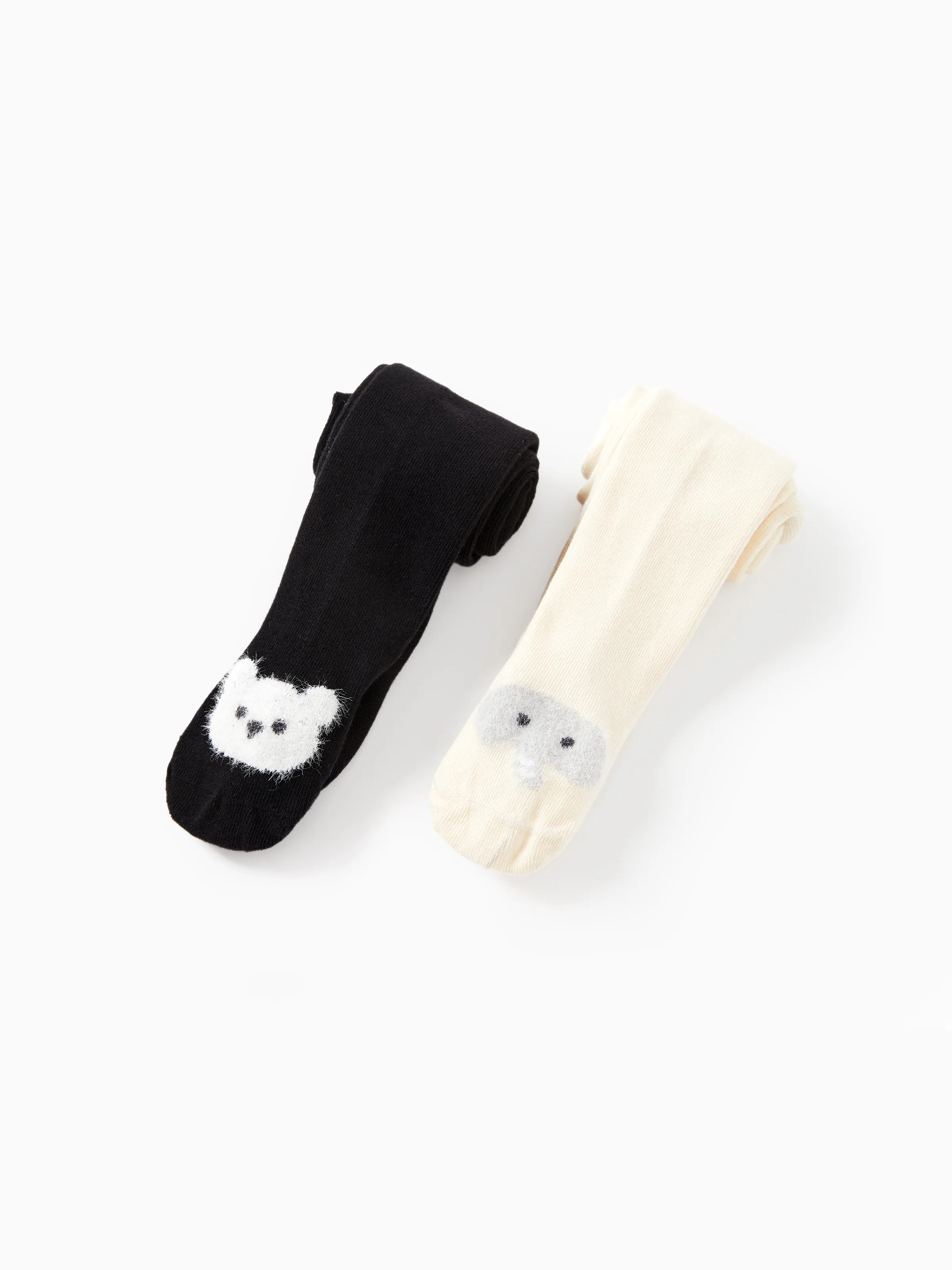 2-Pack Baby/Toddler Girl Embroidered Childlike Socks Black+White - Image 3