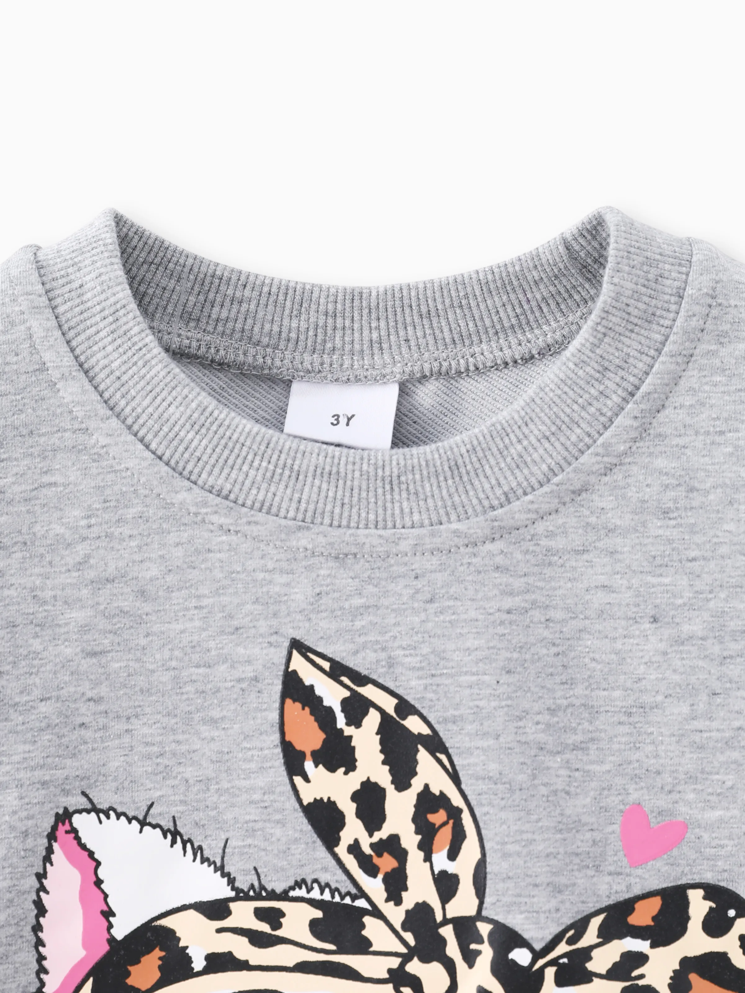 2-piece Toddler Girl Cat Print Pullover Sweatshirt and Leopard Print Pants Set Grey - Image 8