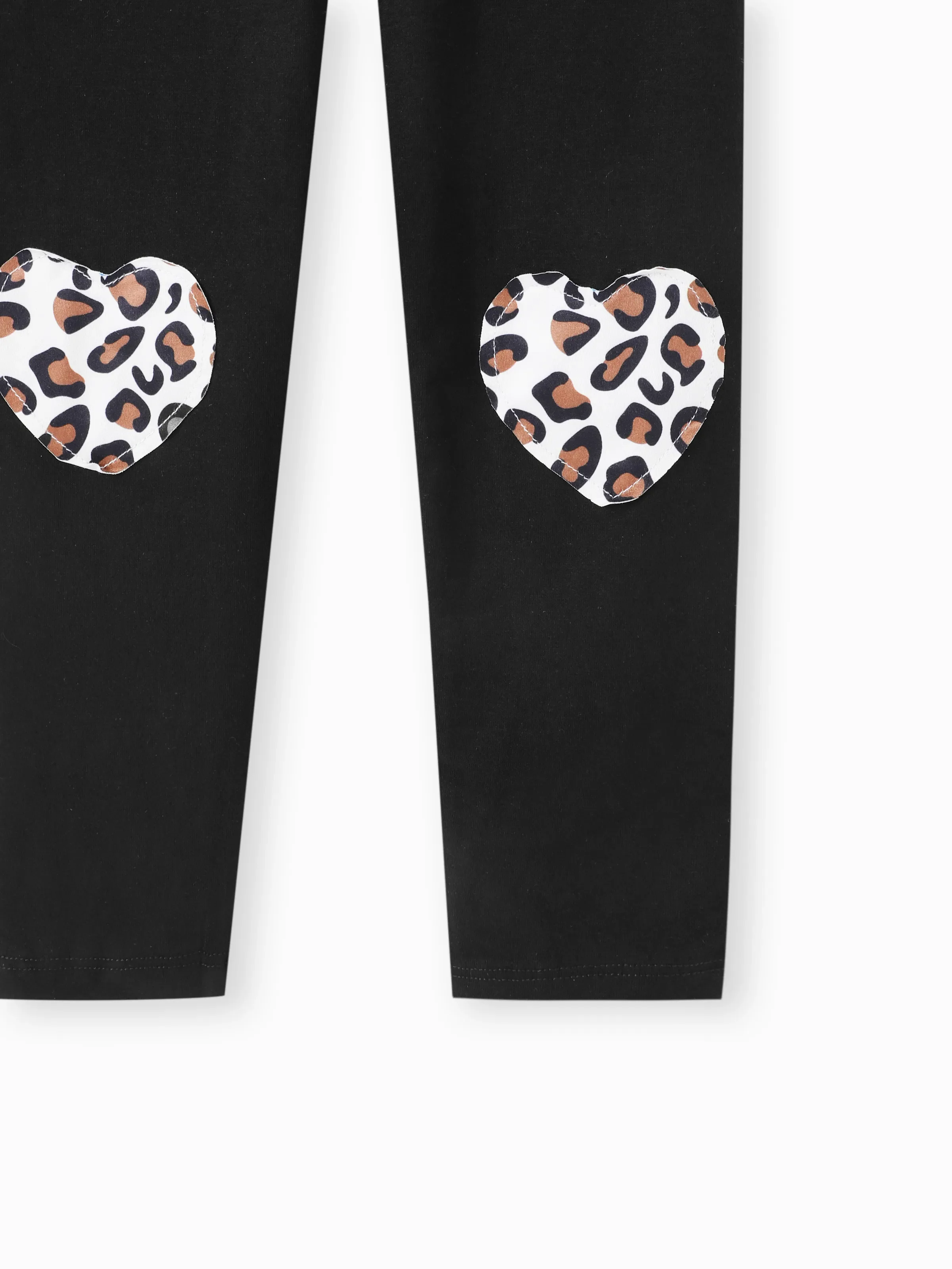 2-piece Toddler Girl Leopard Print Flutter Long-sleeve Top and Heart Pattern Pants Set Black - Image 9