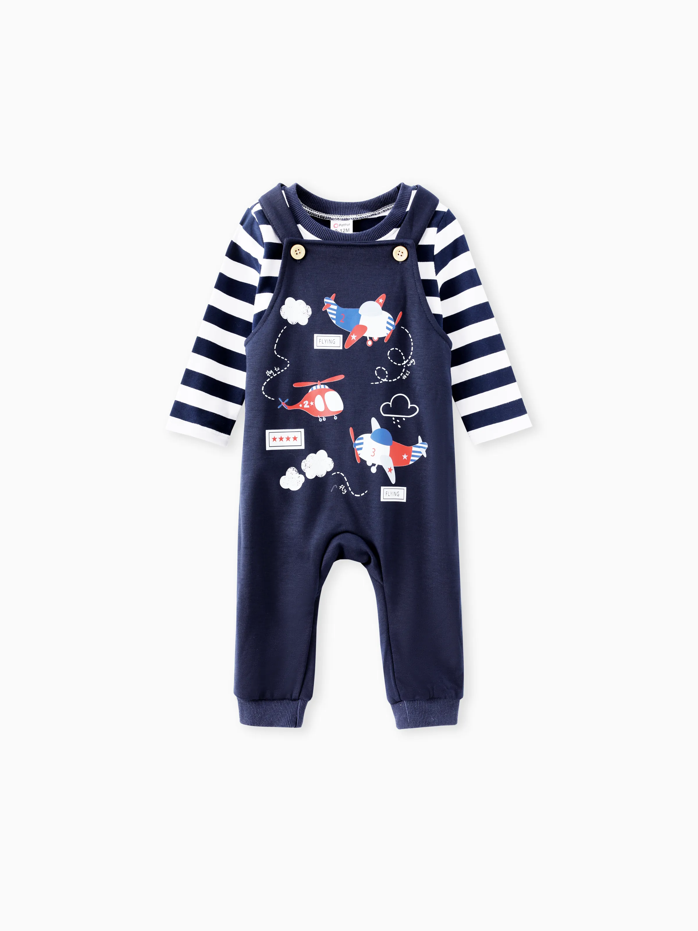 2pcs Baby Boy Airplane Pattern Hanging Strap Set Dark Blue - Image 12