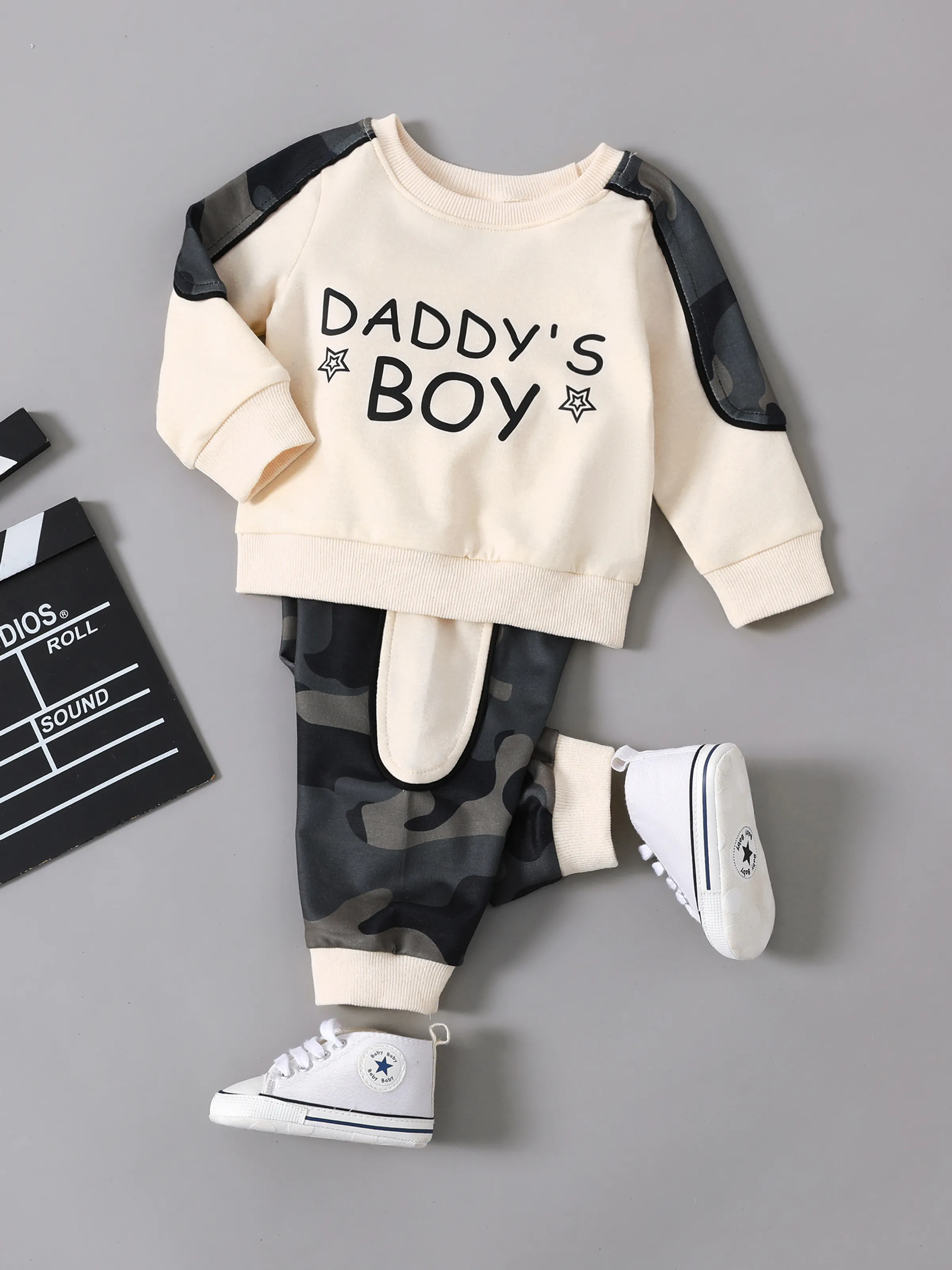 2pcs Baby Boy Casual Style Camouflage Set LightApricot - Image 11