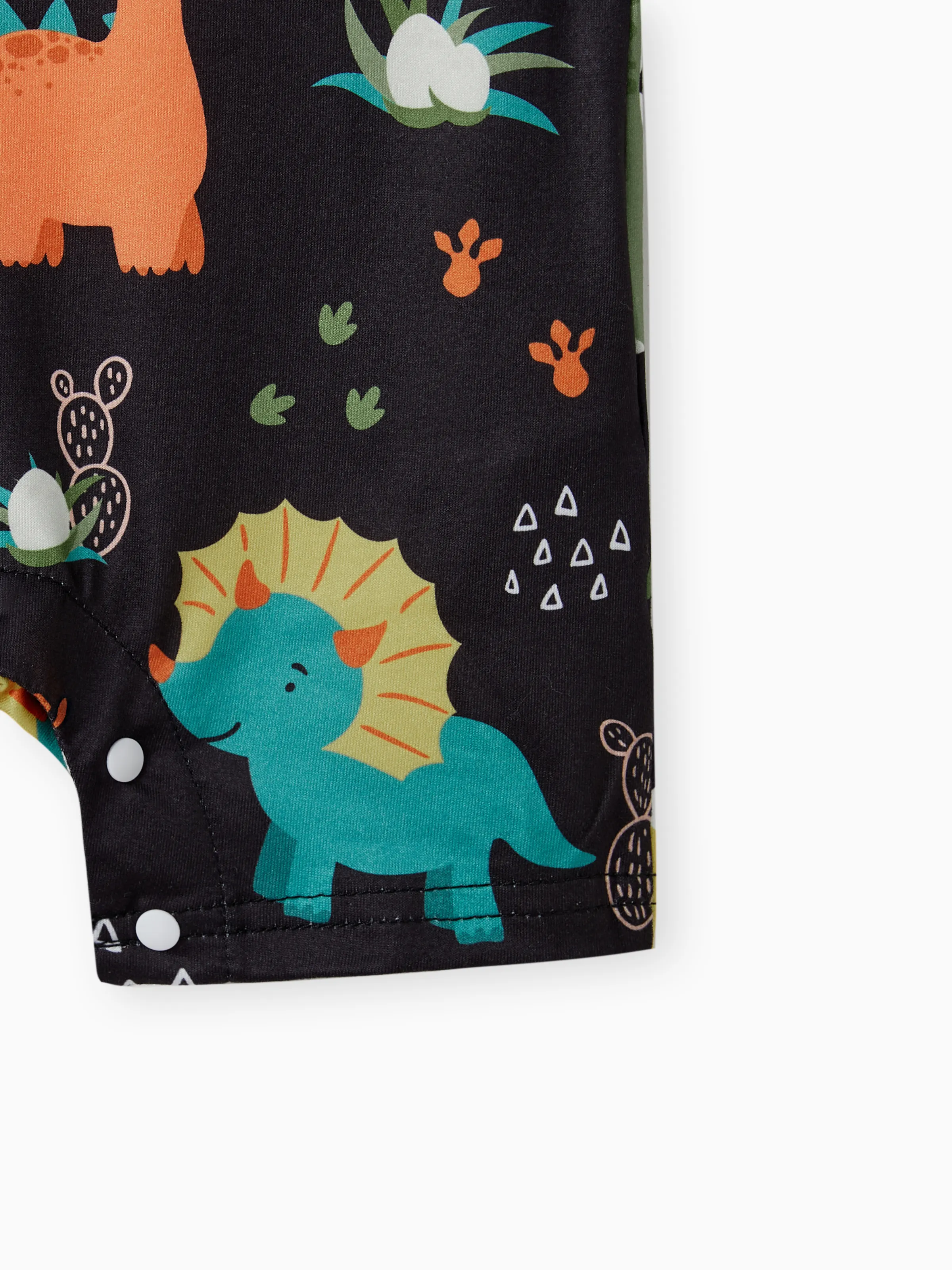 2pcs Baby Boy Short-sleeve Solid Tee and Allover Dinosaur Print Overall Romper Set Army green - Image 9