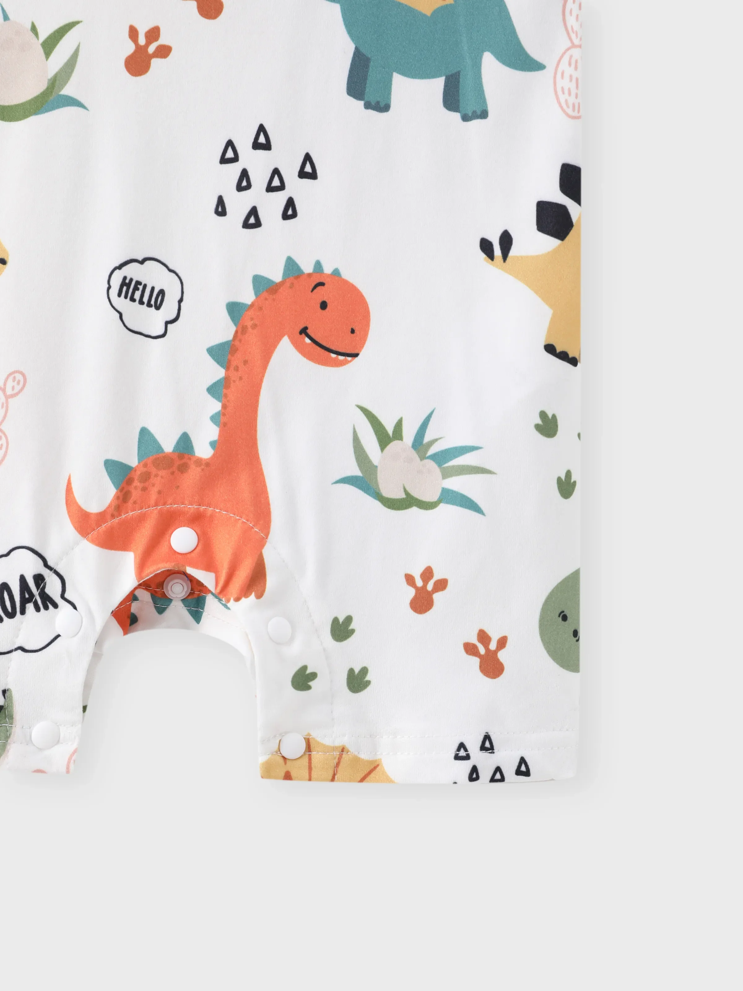 2pcs Baby Boy Short-sleeve Solid Tee and Allover Dinosaur Print Overall Romper Set Yellow - Image 9