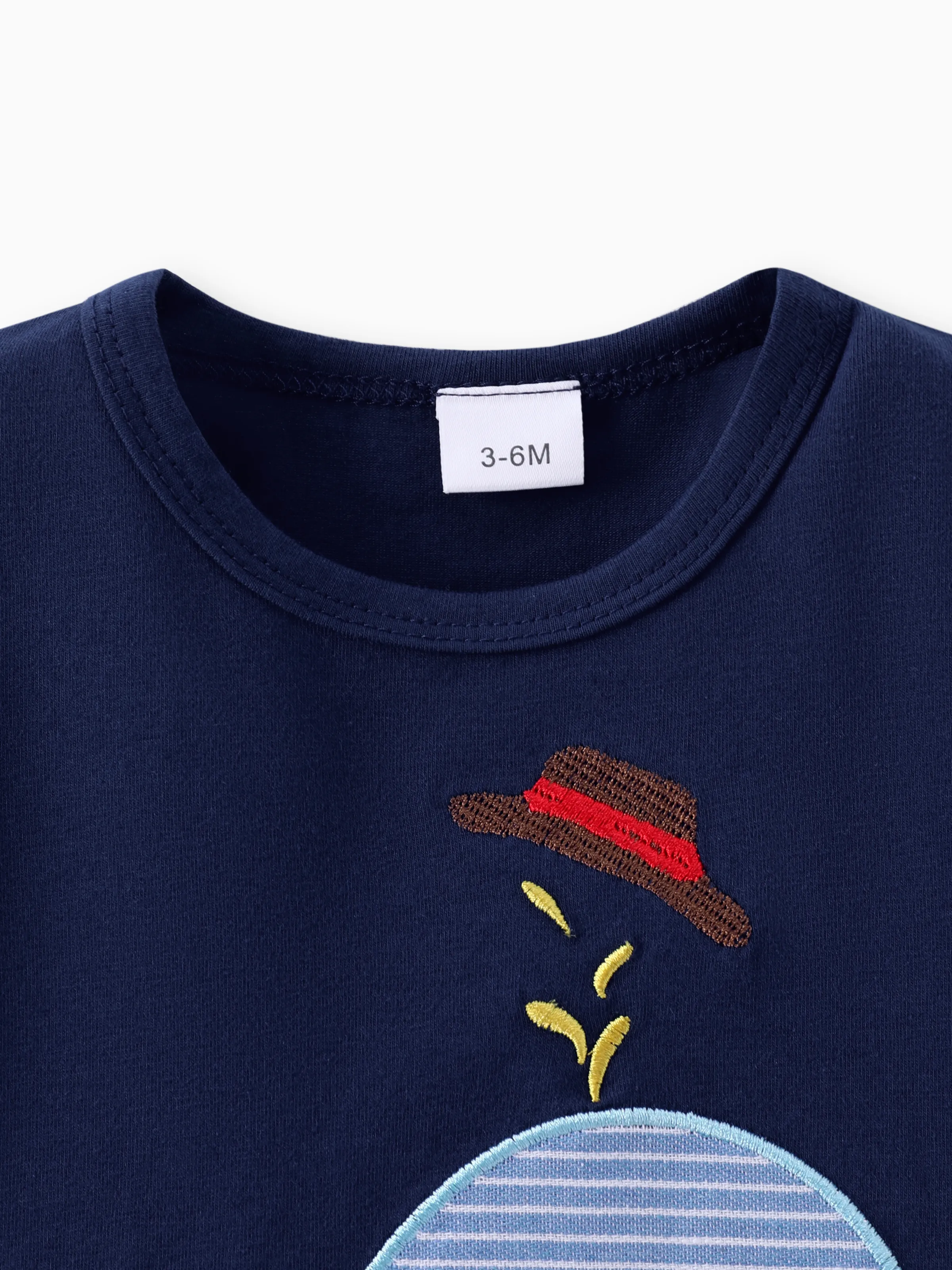 2pcs Baby Boy Whale Pattern Embroidery Short Sleeve Set Dark Blue - Image 3