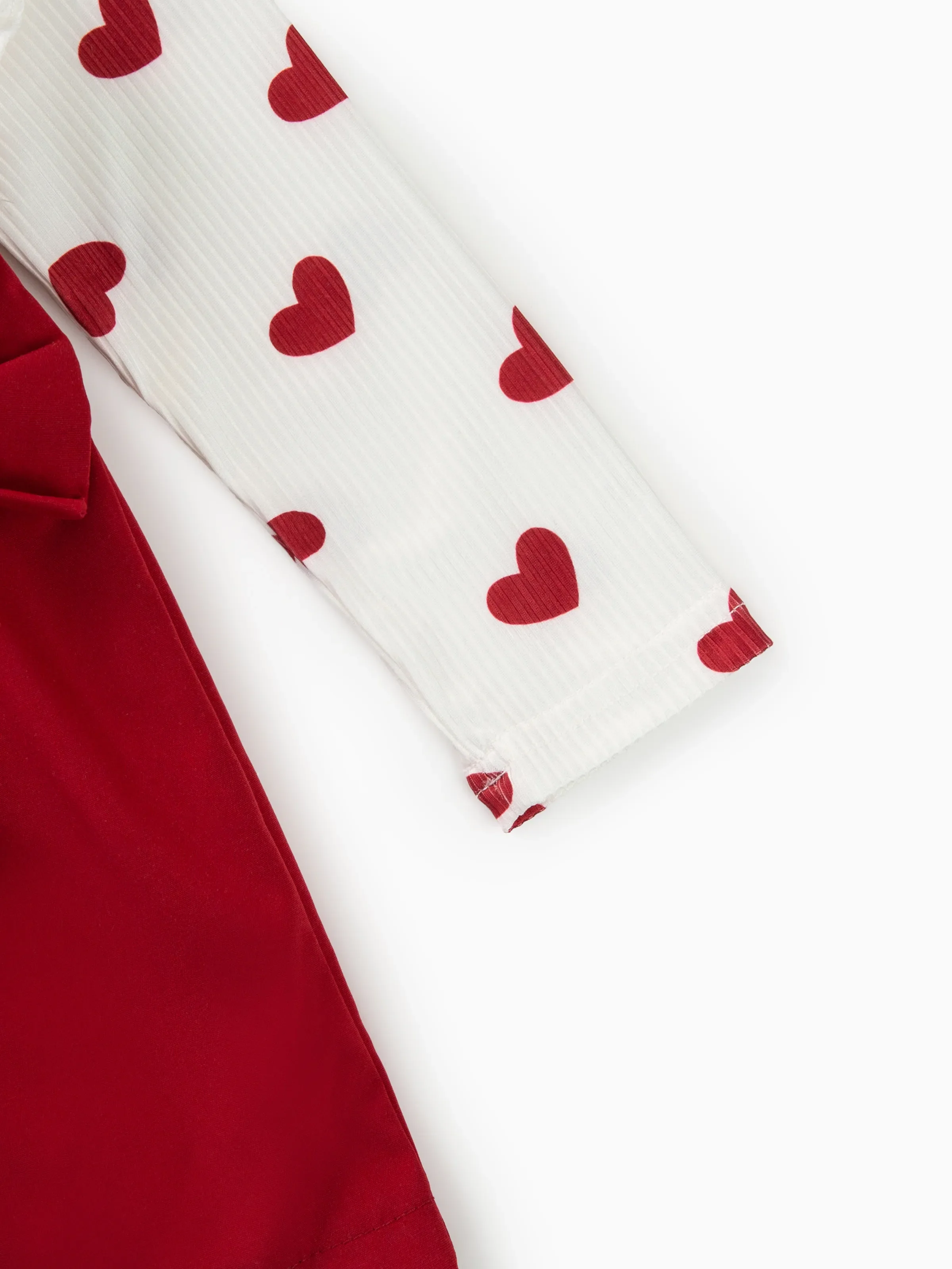 2pcs Baby Girl Heart-shaped and Bow Dress Set Red - Image 6