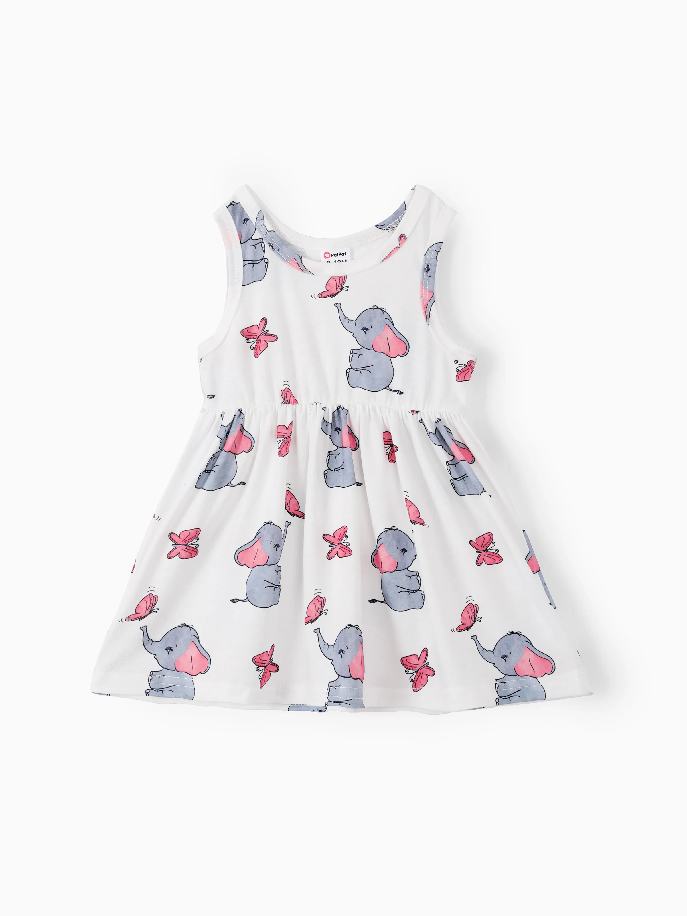 2pcs Baby Girl Pink Cardigan and Elephant Print Dress Set Pink - Image 5