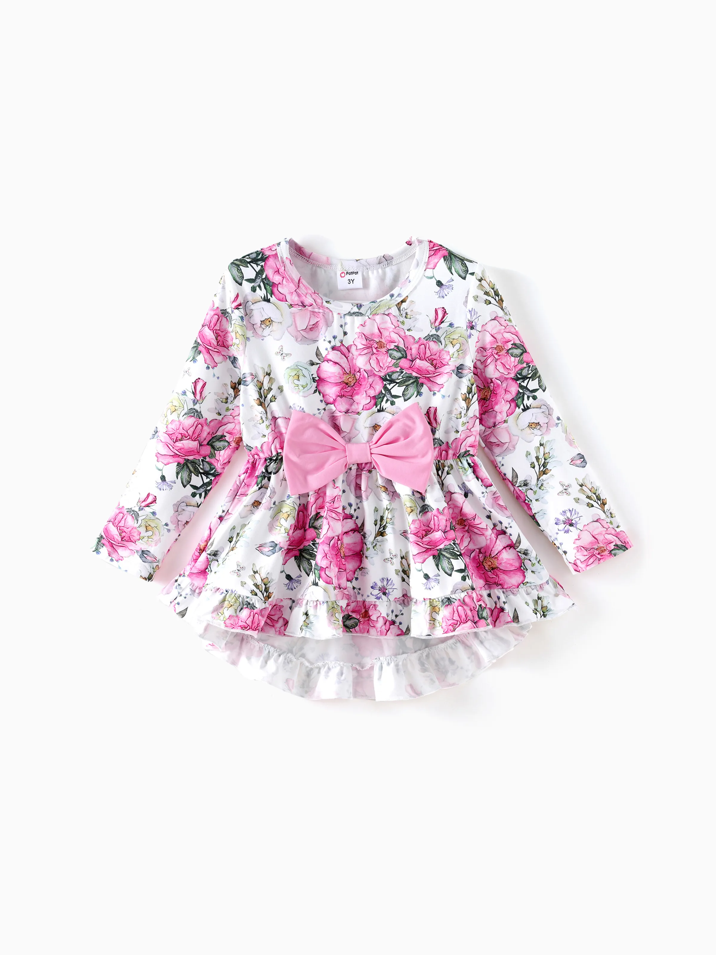 2PCS Childlike Toddler Girl Flower Hyper-Tactile Design Set Pink - Image 4