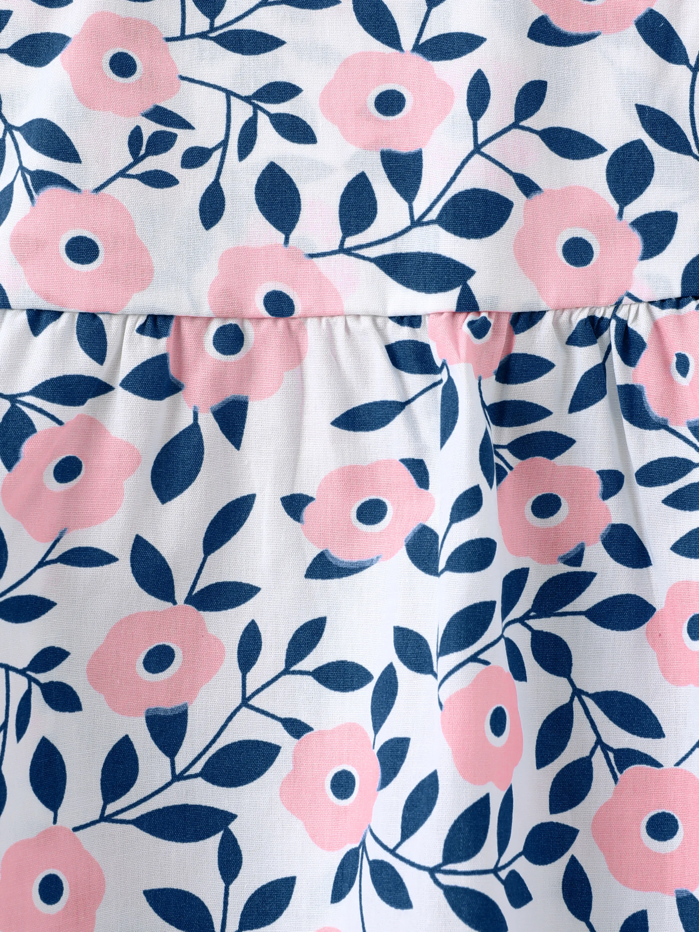 2pcs Floral Print Bowknot Sleeveless Baby Dress & Hat Set Pink - Image 6