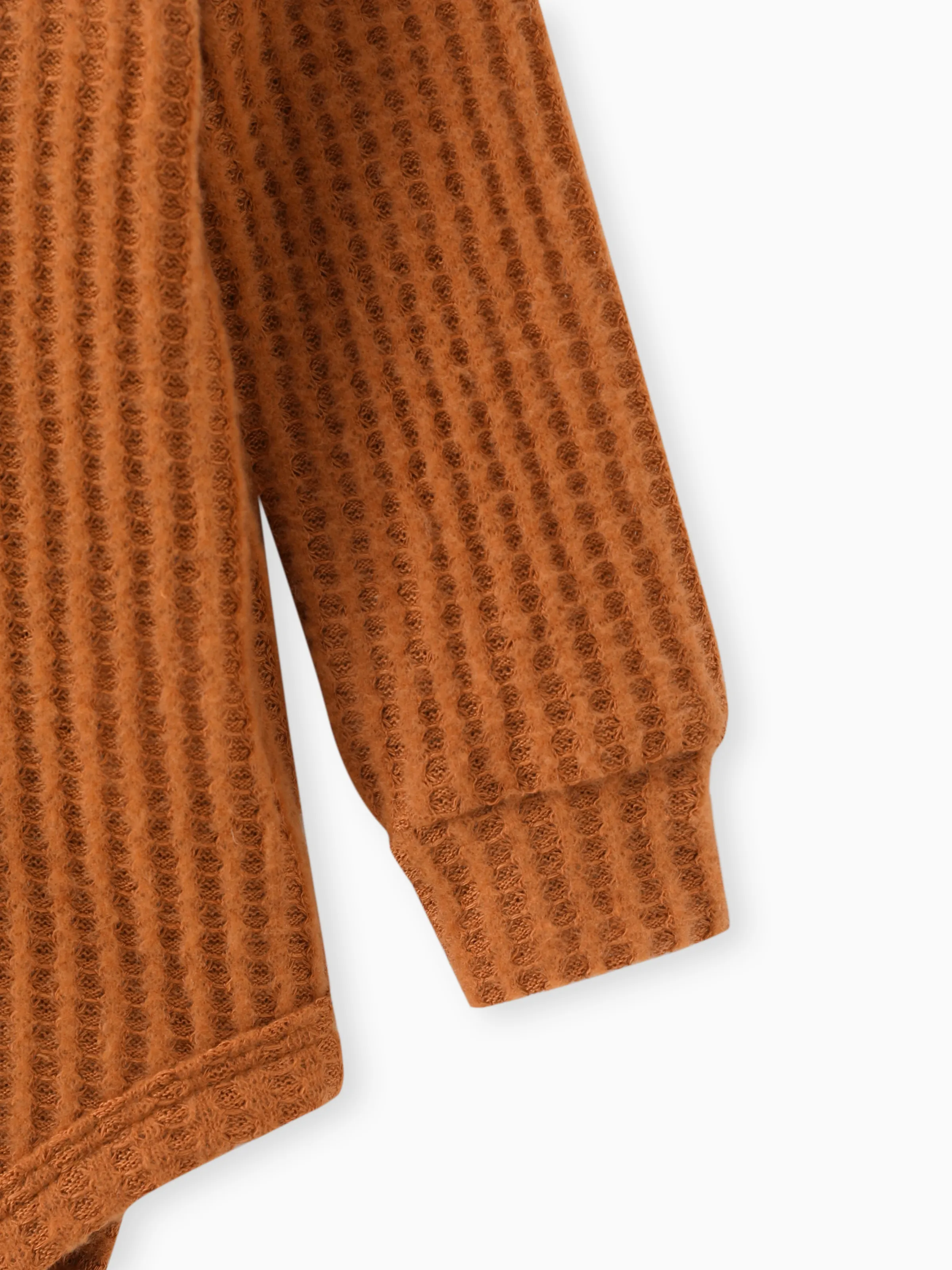 2pcs Solid Waffle Long-sleeve Baby Set Brown - Image 5