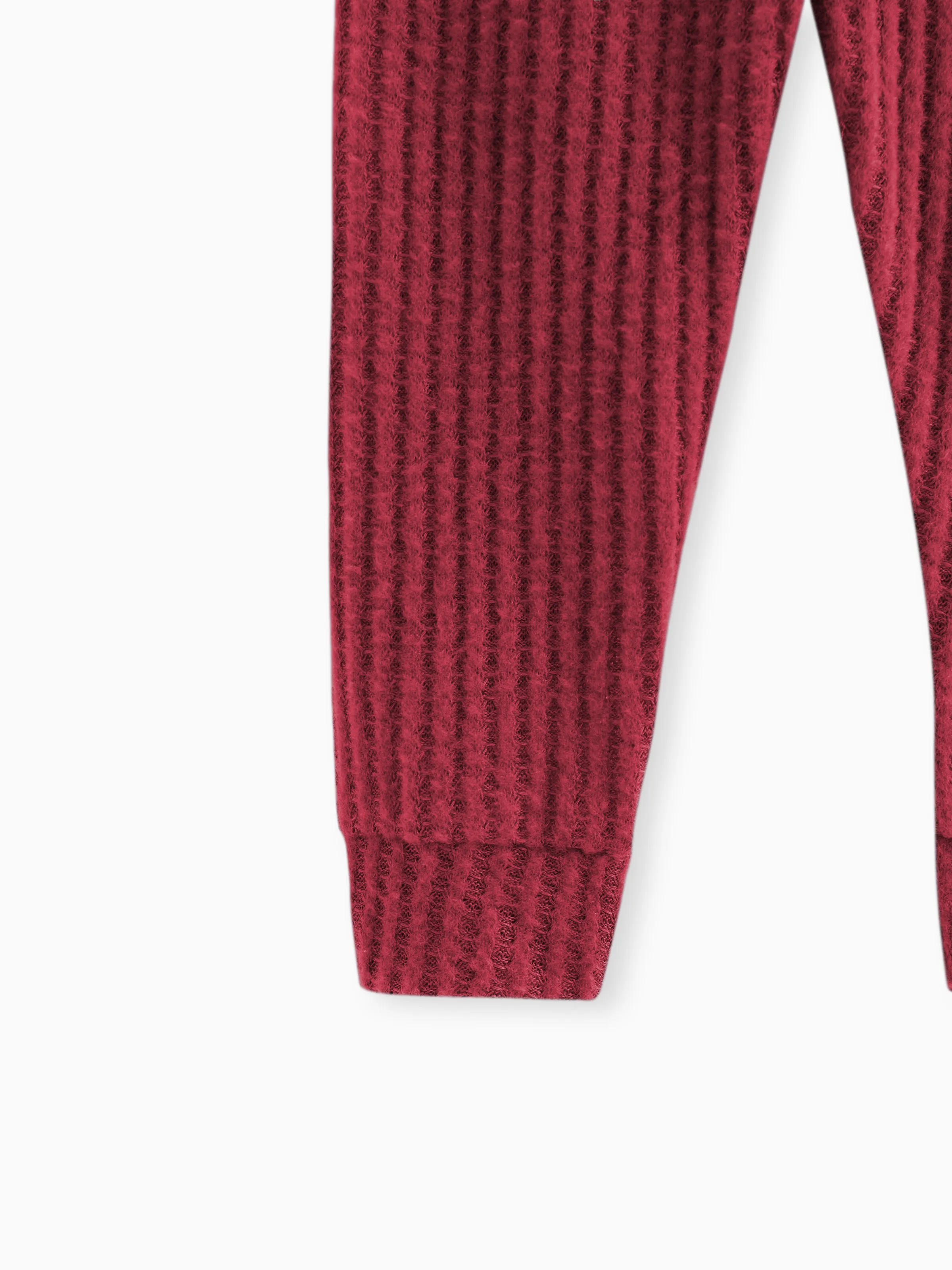 2pcs Solid Waffle Long-sleeve Baby Set Burgundy - Image 9