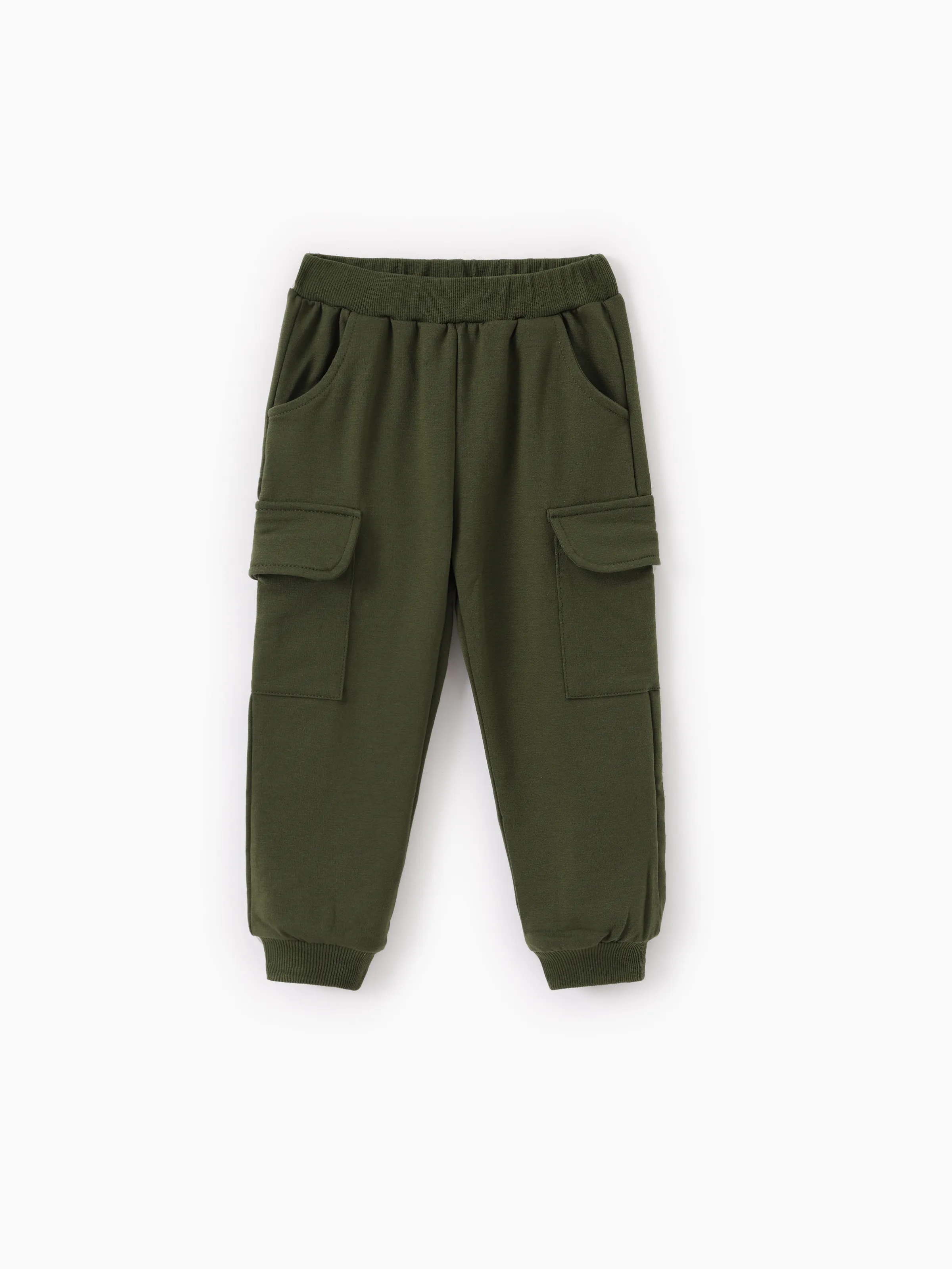 2pcs Todder Boy Cotton Stripe Set with Patch Pocket Army green - Image 4