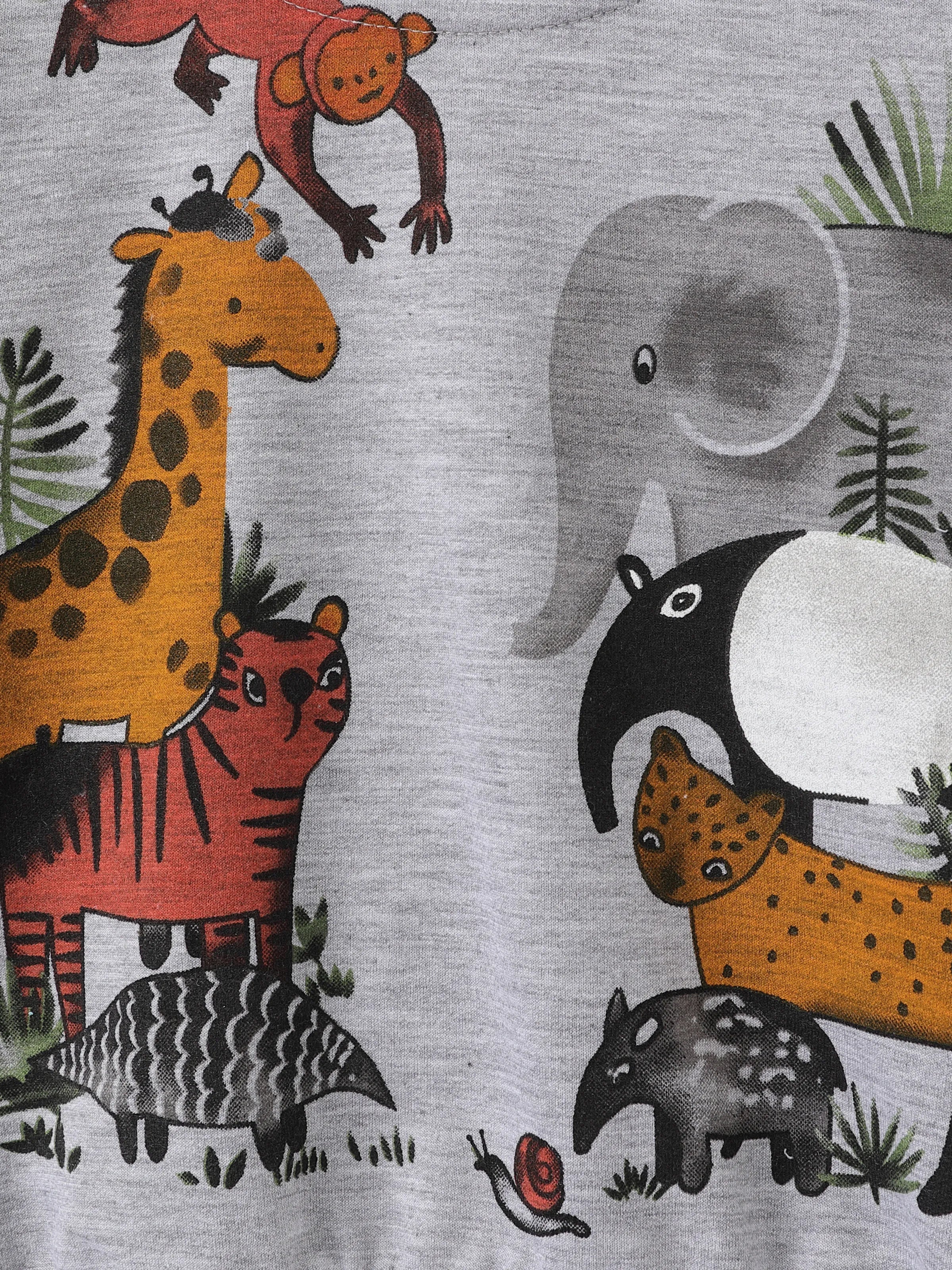 2pcs Toddler Boy Animal Pattern Patch Pocket Set Grey - Image 5