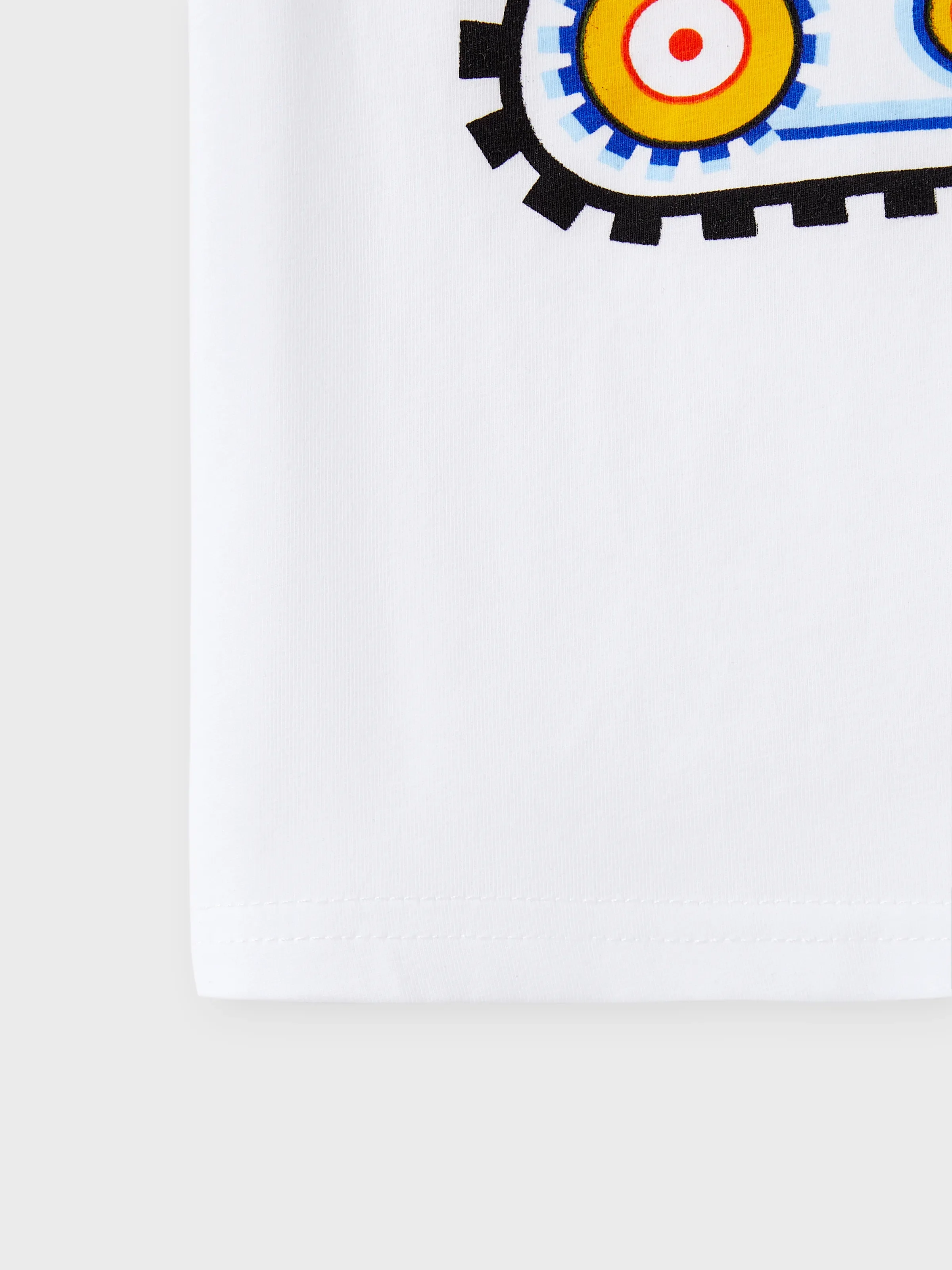 2pcs Toddler Boy Playful Denim Pocket Design Shorts and Vehicle Print Tee set White - Image 6