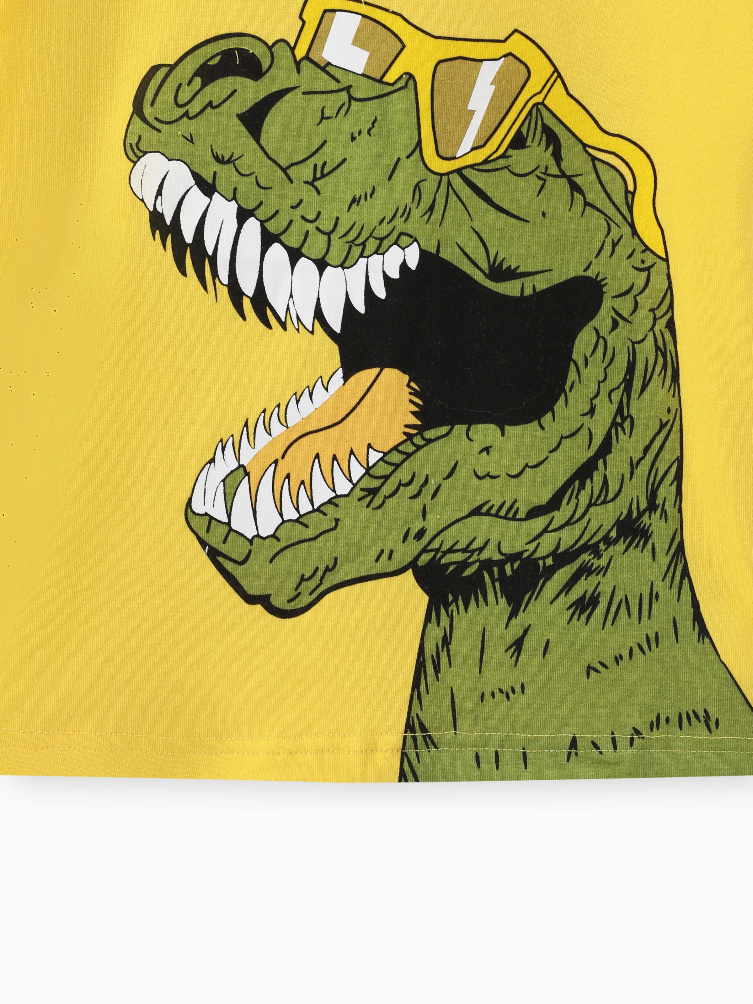 2pcs Toddler Boy Playful Dinosaur Print Tee & Cargo Shorts Set Yellow - Image 4