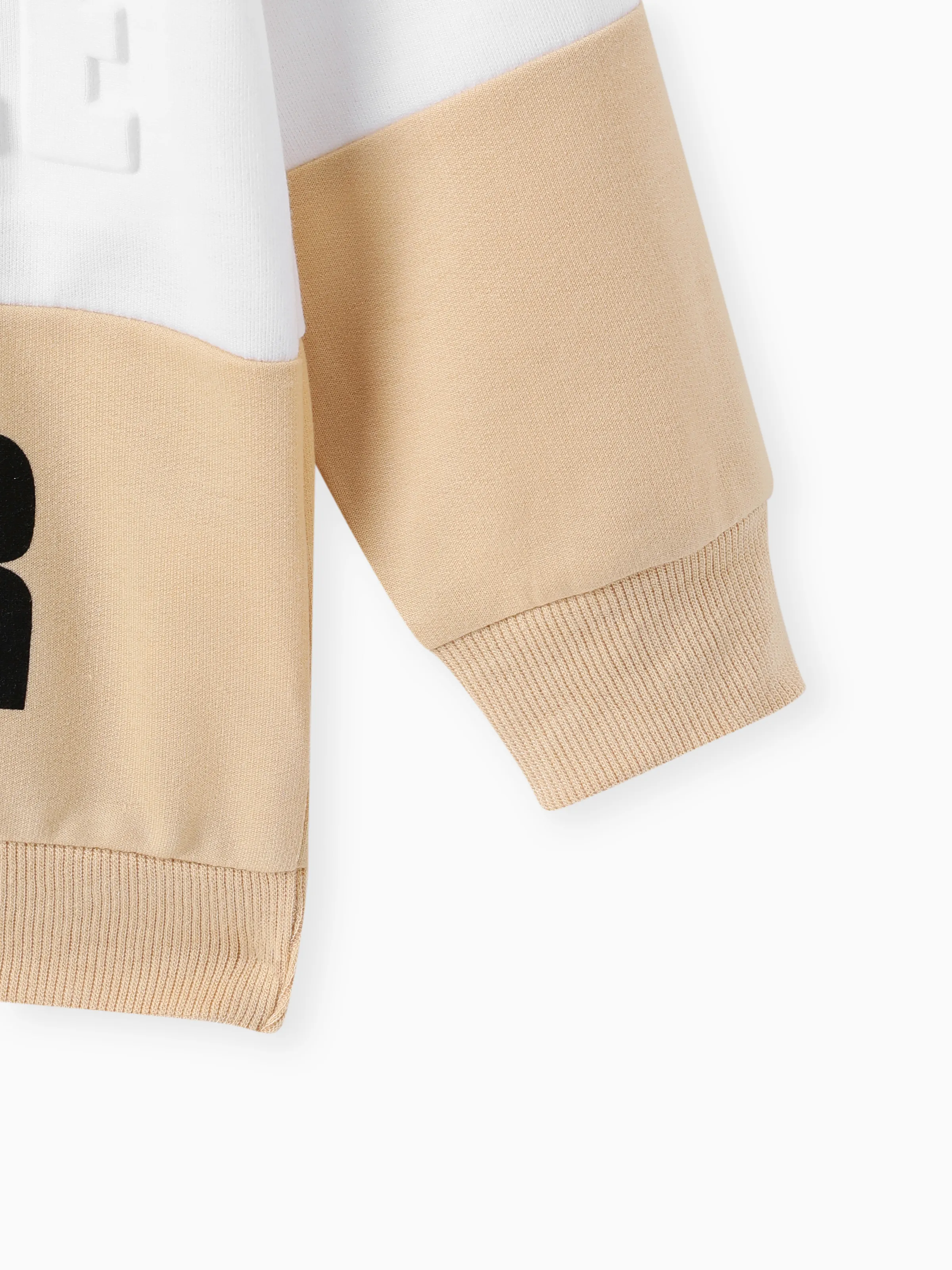 2pcs Toddler Boy Trendy Letter Print Colorblock Sweatshirt and Pants Set Apricot - Image 5