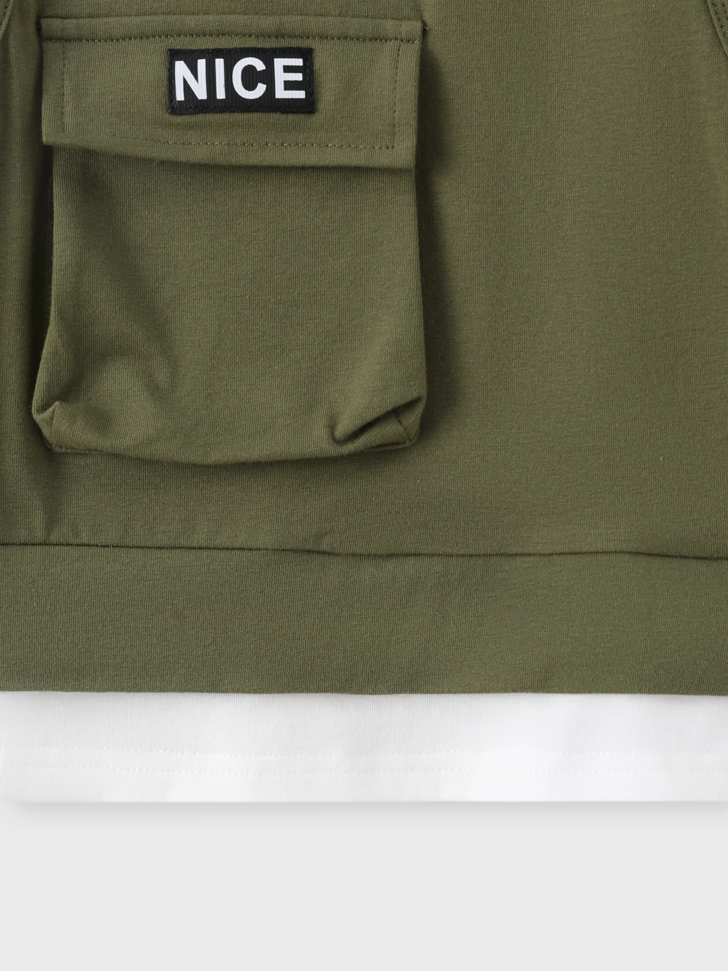 2pcs Toddler Boy Trendy Patch Pocket Short-sleeve Cotton Top and Cargo Shorts Set Army green - Image 4