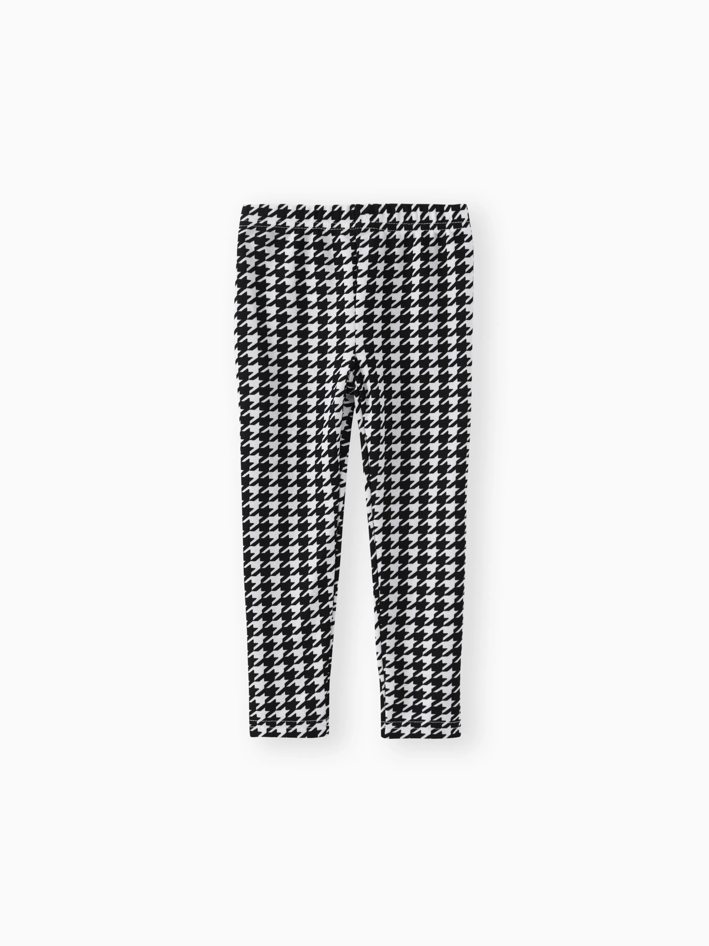 2pcs Toddler Girl Bowknot Print High Low Long-sleeve Tee and Houndstooth Leggings Set Red-2 - Image 8