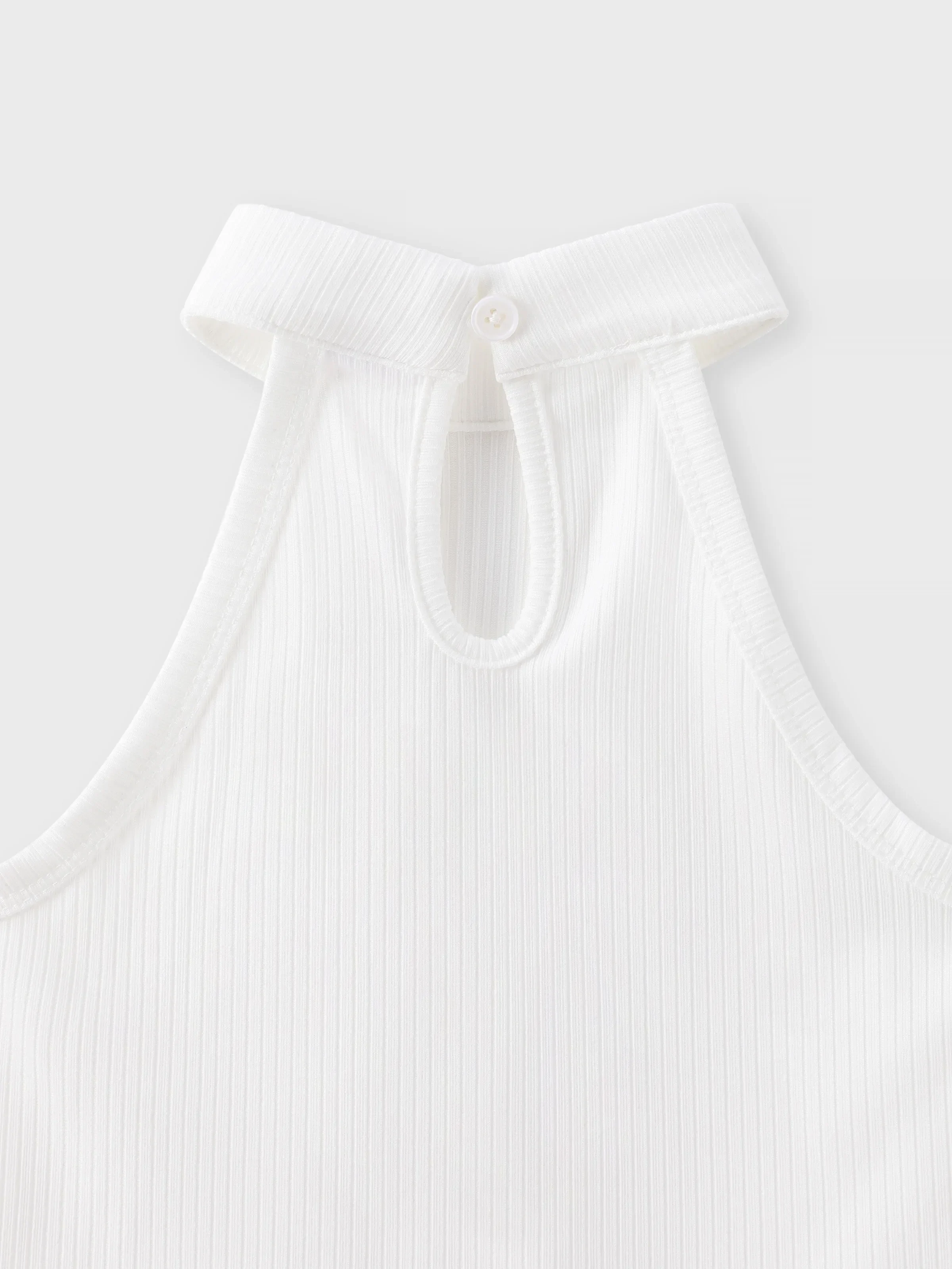 2pcs Toddler Girl Ribbed Halter Tank Top and Belted Shorts Set White - Image 7