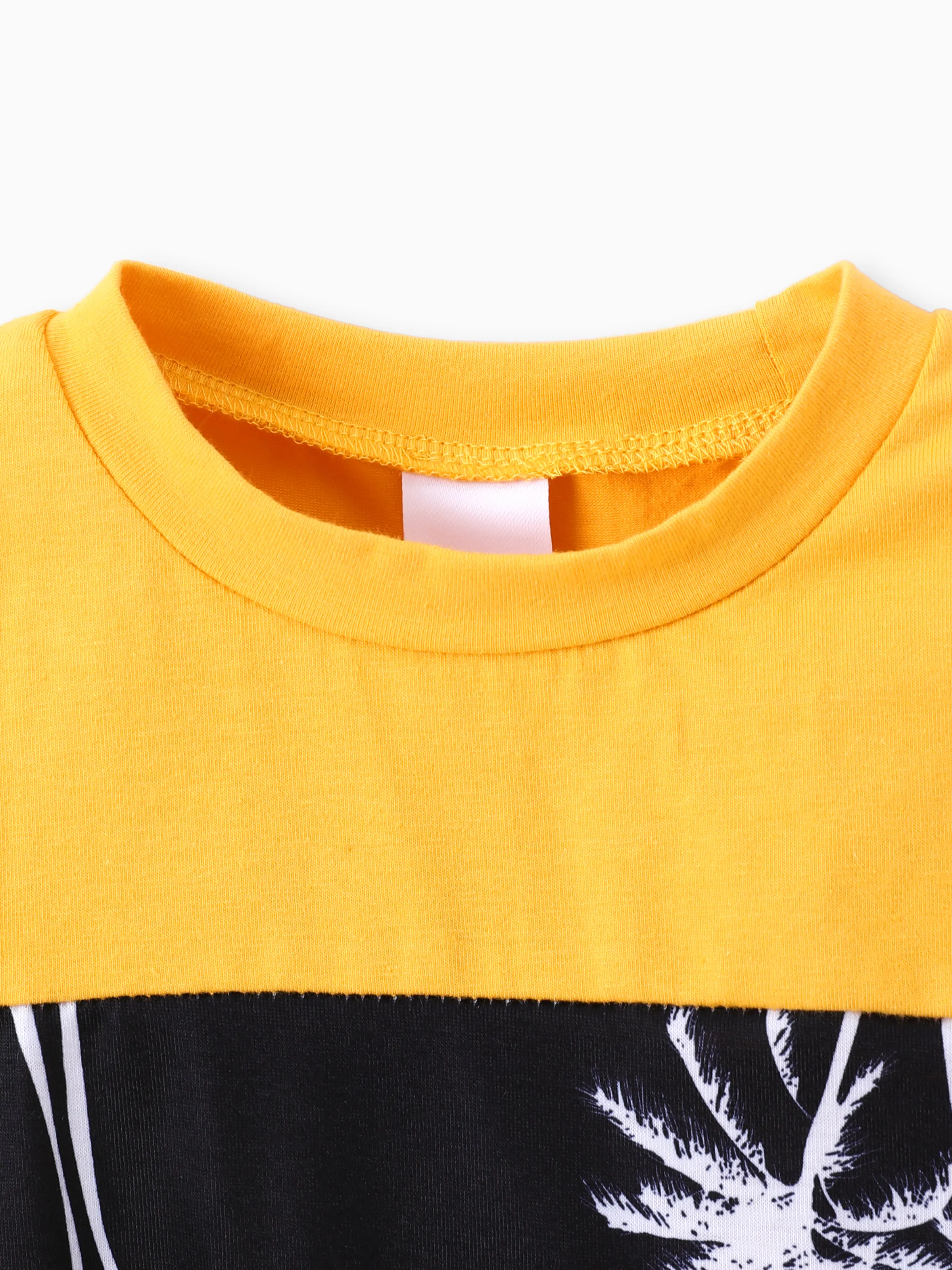 2pcs Toddler Trendy Boy Floral Tree Print Tee and Shorts Set Yellow - Image 4