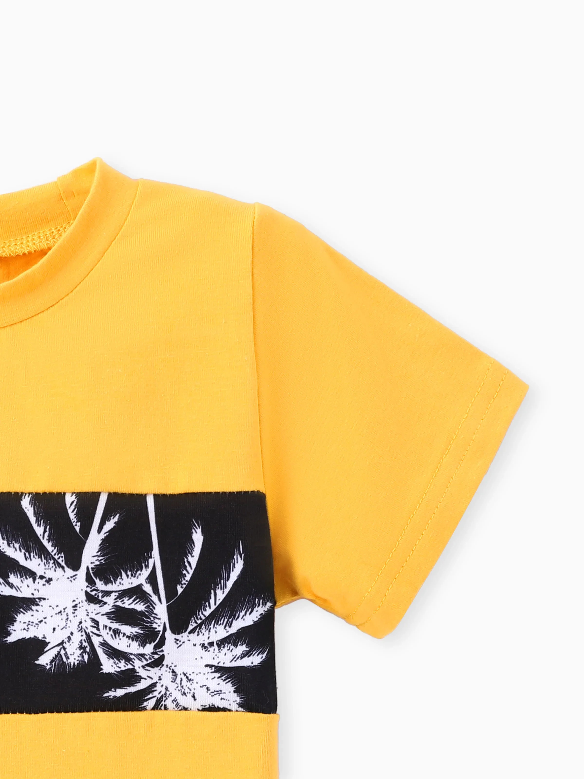 2pcs Toddler Trendy Boy Floral Tree Print Tee and Shorts Set Yellow - Image 5