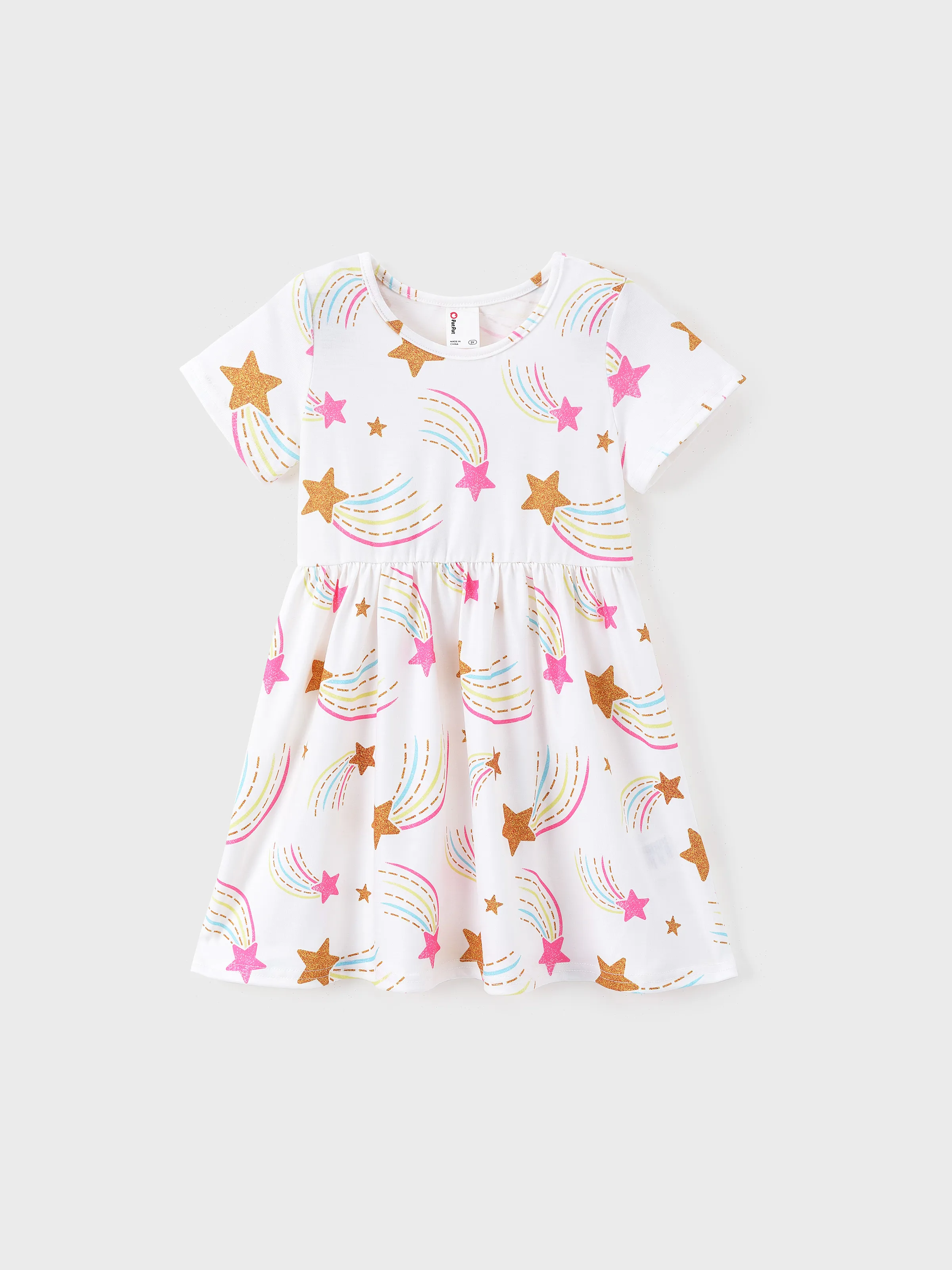 3-Pack Toddler Girl Childlike Printed Dresses Pink - Image 3