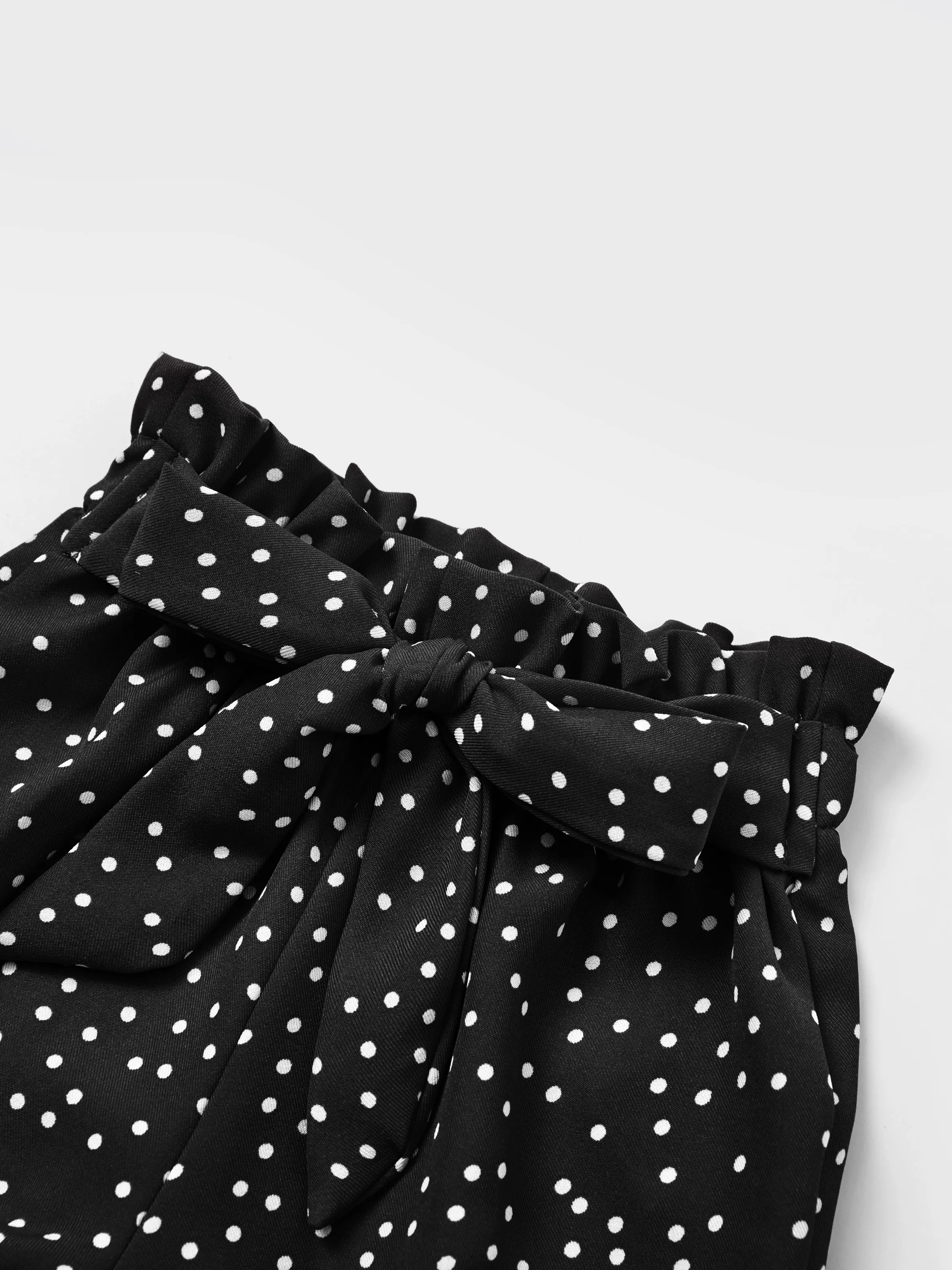 3-Piece Baby Girl Letter Print Romper and Polka dots Shorts and Headband Set Black - Image 8