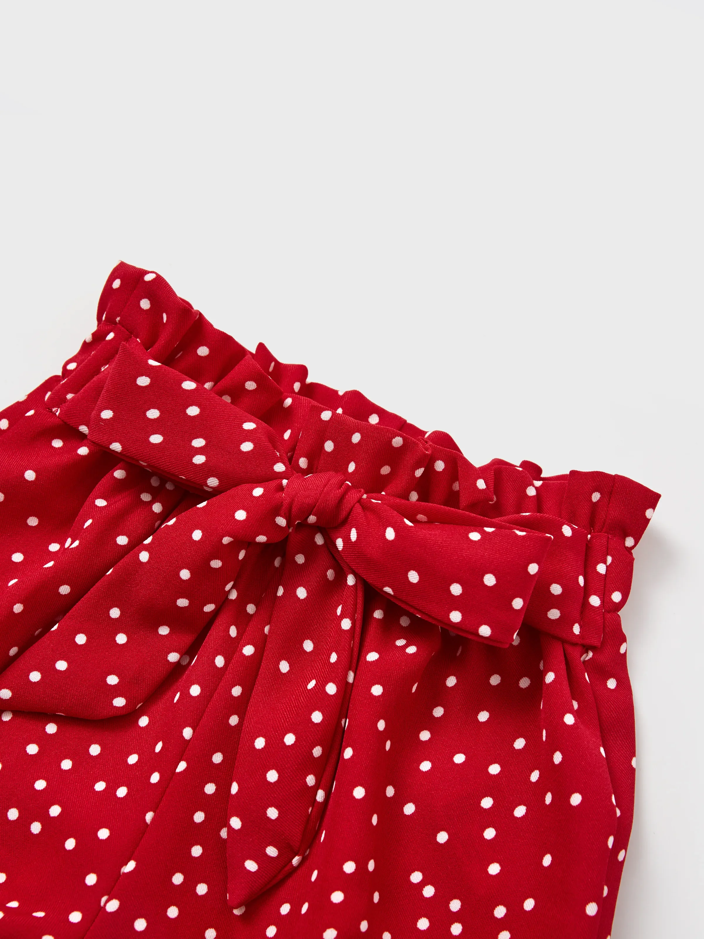 3-Piece Baby Girl Letter Print Romper and Polka dots Shorts and Headband Set Red - Image 8
