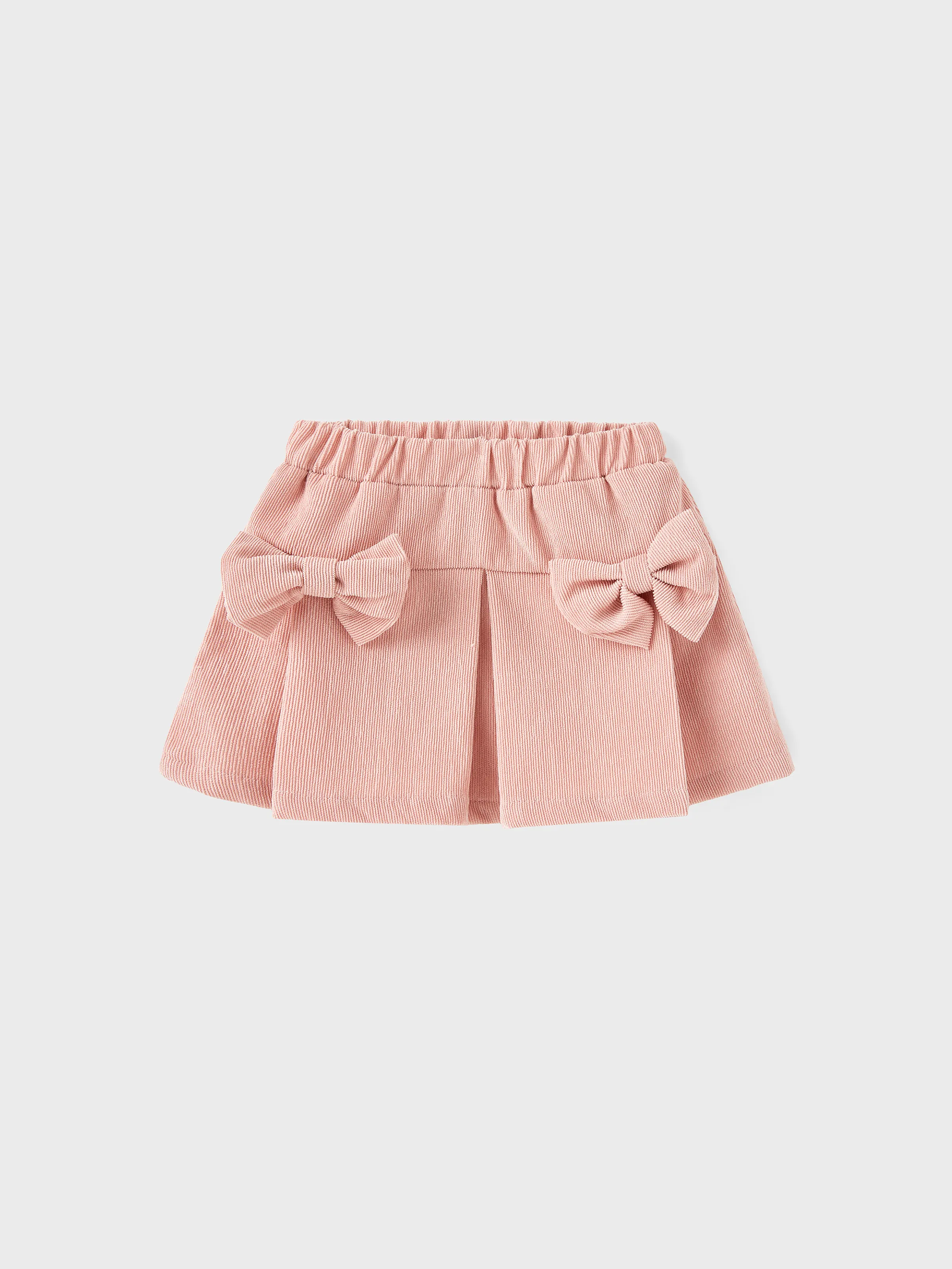 3pcs Baby Girl 95% Cotton Ribbed Ruffle Short-sleeve Tee and Bow Front Skirt & Headband Set Pink - Image 4
