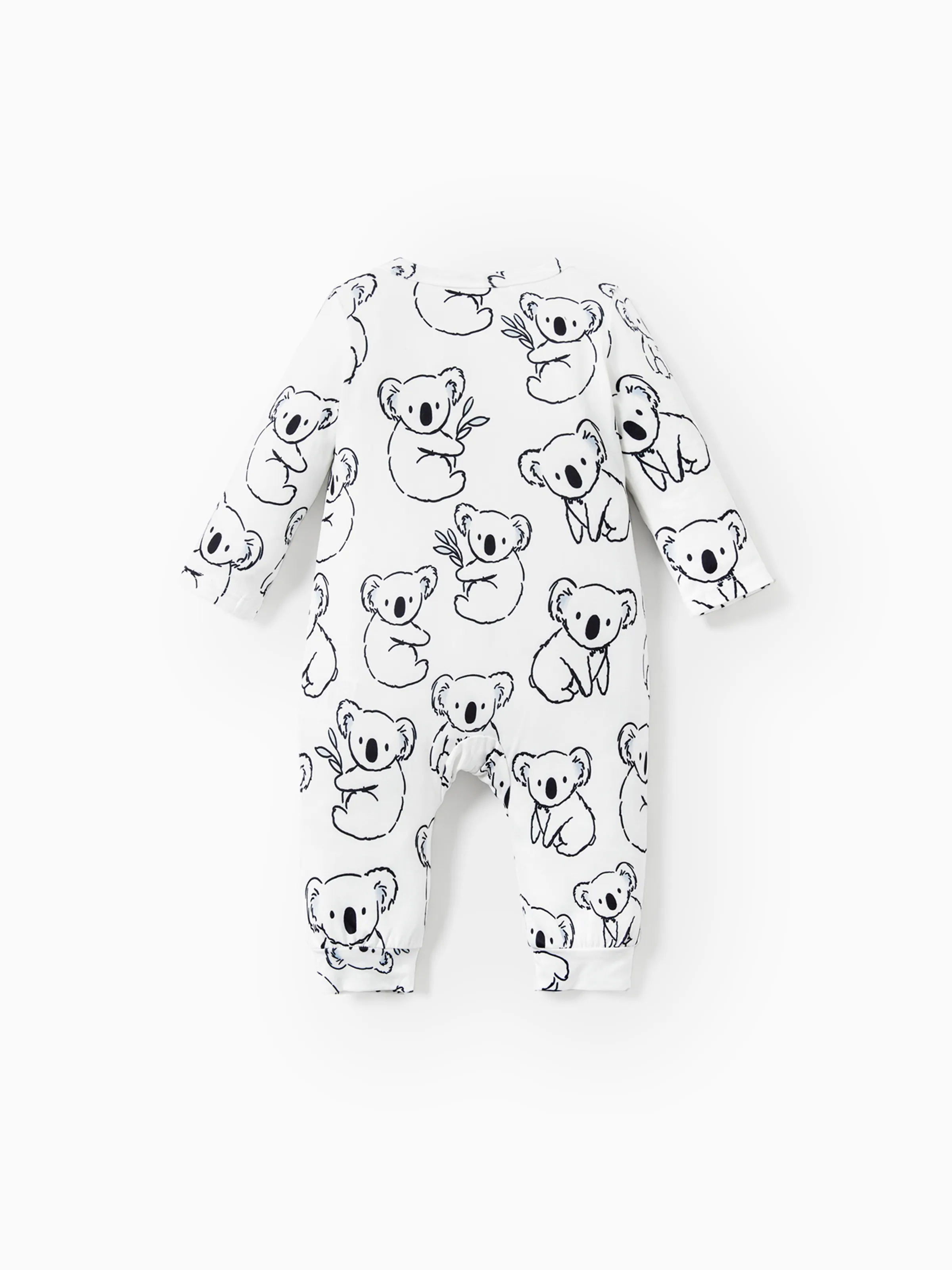 Baby Boy Childlike Panda Button Long Sleeves Jumpsuit White - Image 3