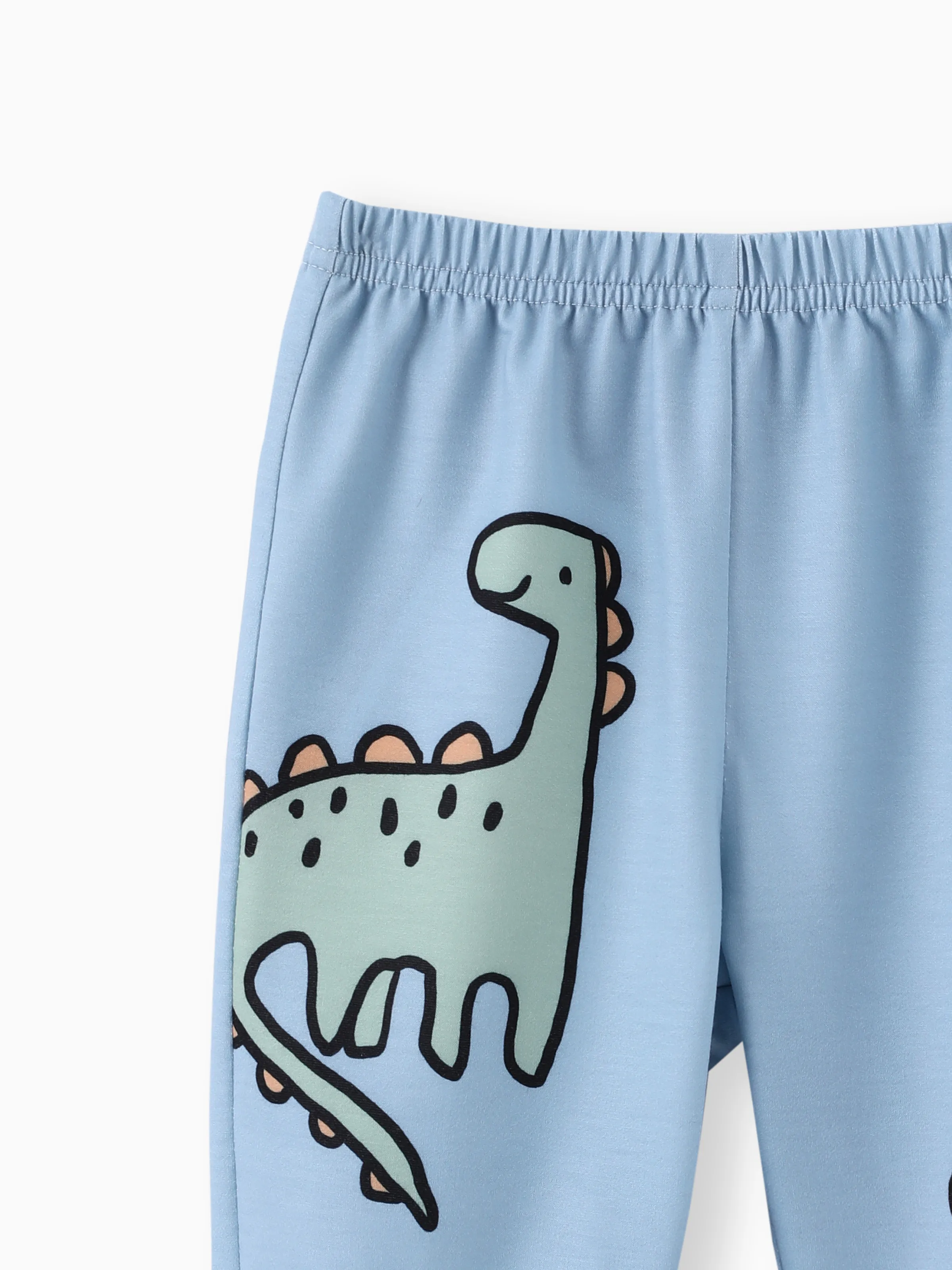Baby Boy Clothes 2pcs Dinosaur/ Vehicle Print Sweatshirt and Pants Set Blue grey - Image 6
