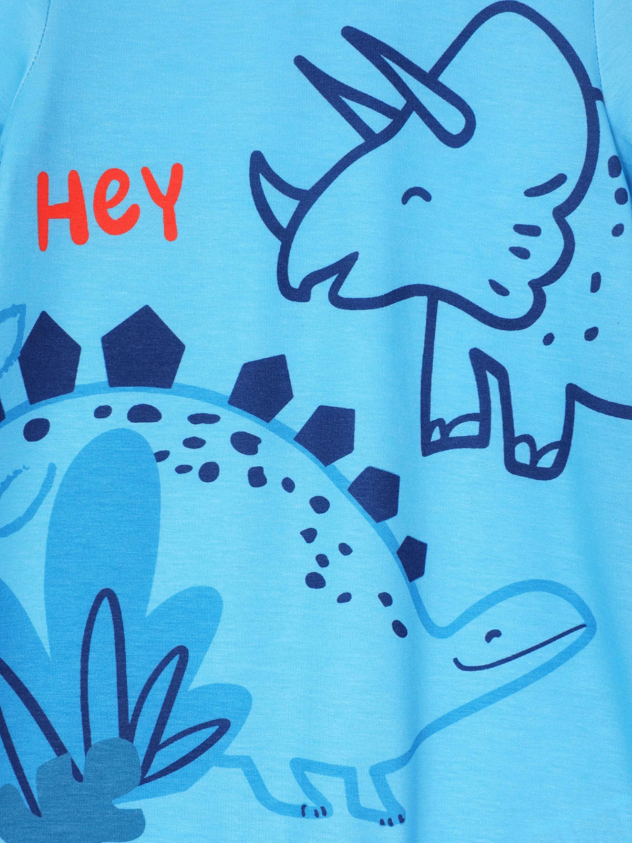 Baby Boy Stripe/Dinosaur Print Short-sleeve Romper Light Blue - Image 2