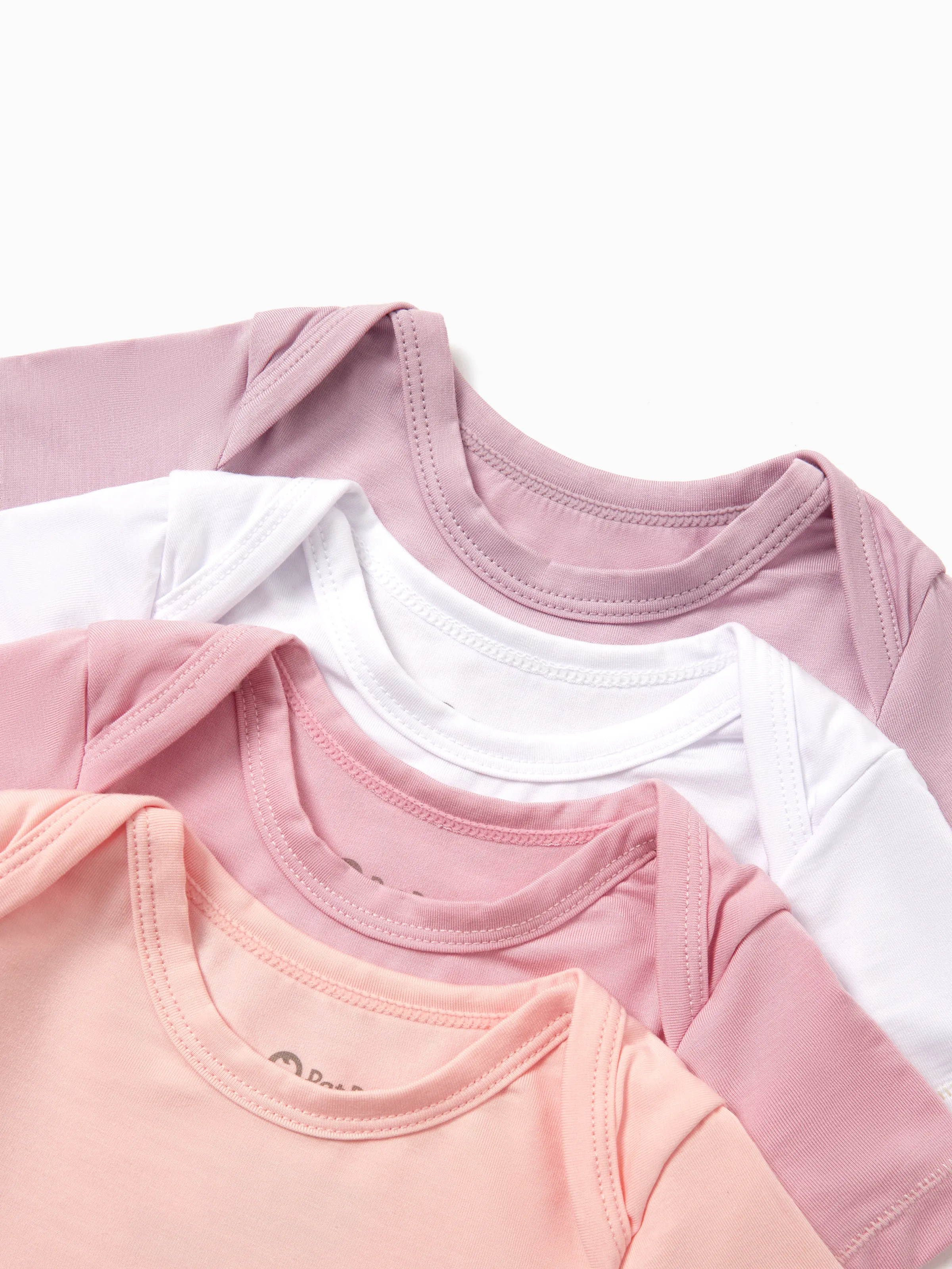 Baby Boy/Girl 4-Piece Modal Solid Color Rompers Set Pink - Image 3
