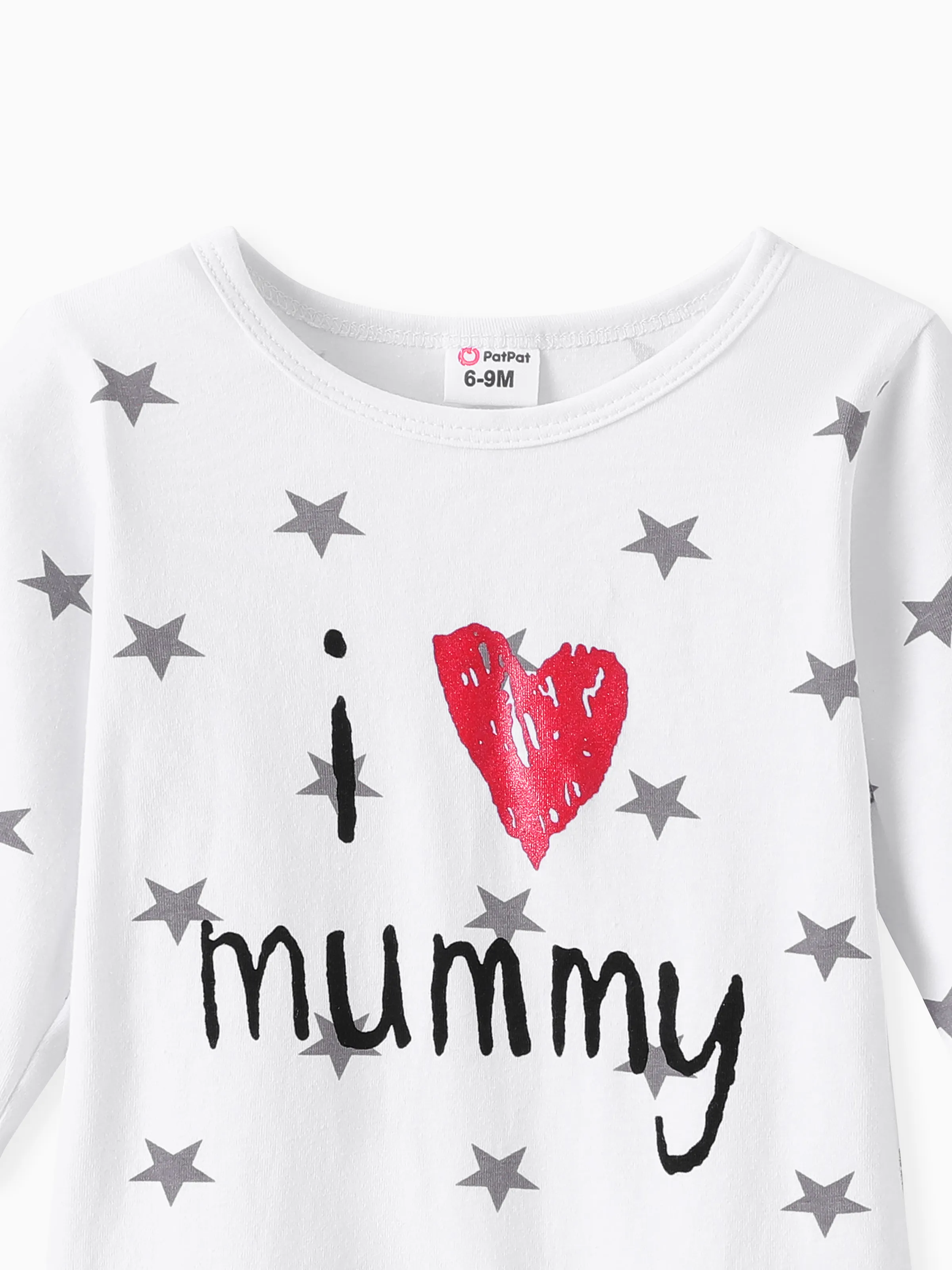 Baby Boy/Girl 95% Cotton Long-sleeve Love Heart Letter Print Stars/Striped Jumpsuit White - Image 3