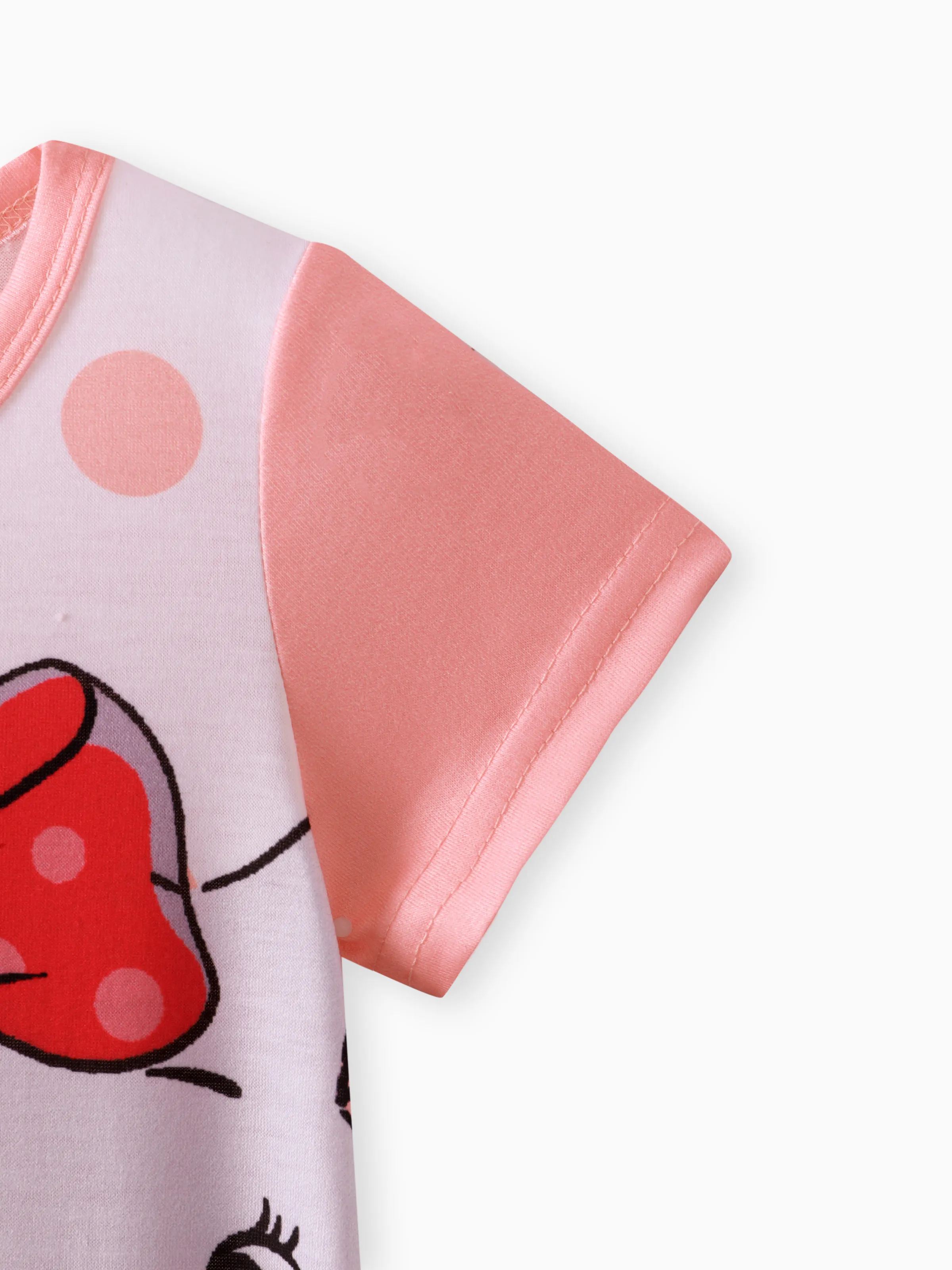 Baby Girl Cartoon Elephant Print Short-sleeve Jumpsuit Pink - Image 3