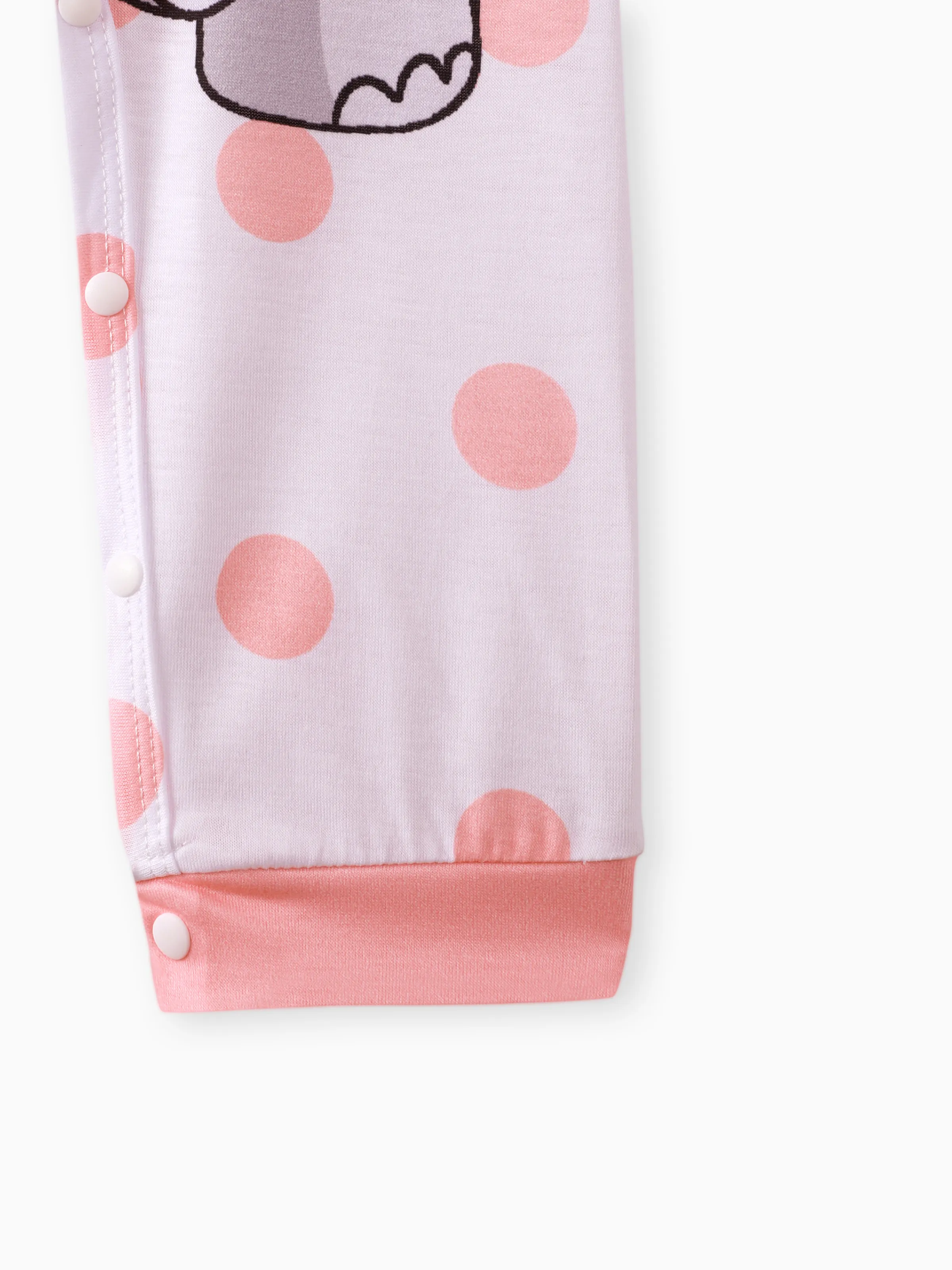 Baby Girl Cartoon Elephant Print Short-sleeve Jumpsuit Pink - Image 4