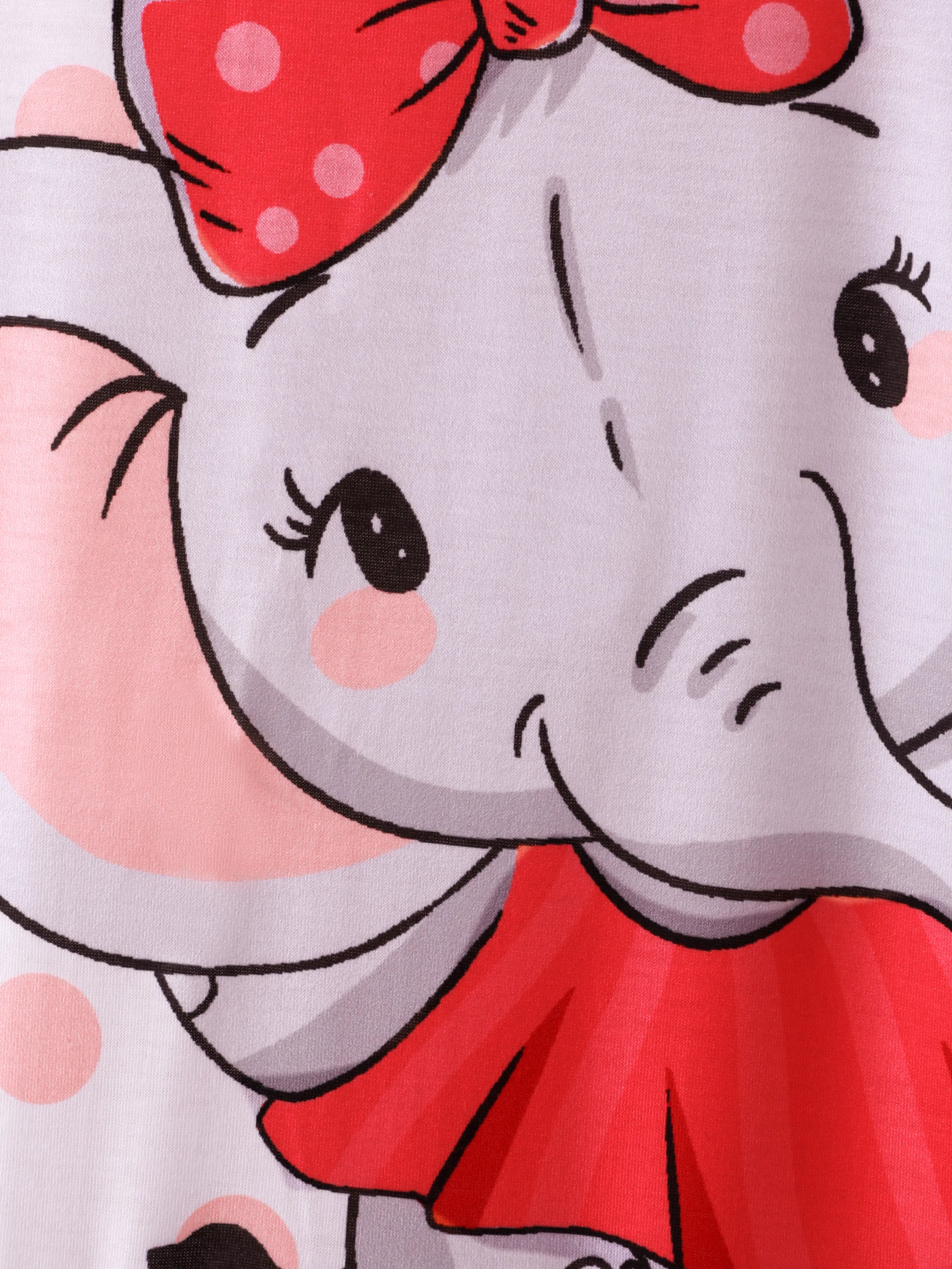 Baby Girl Cartoon Elephant Print Short-sleeve Jumpsuit Pink - Image 6