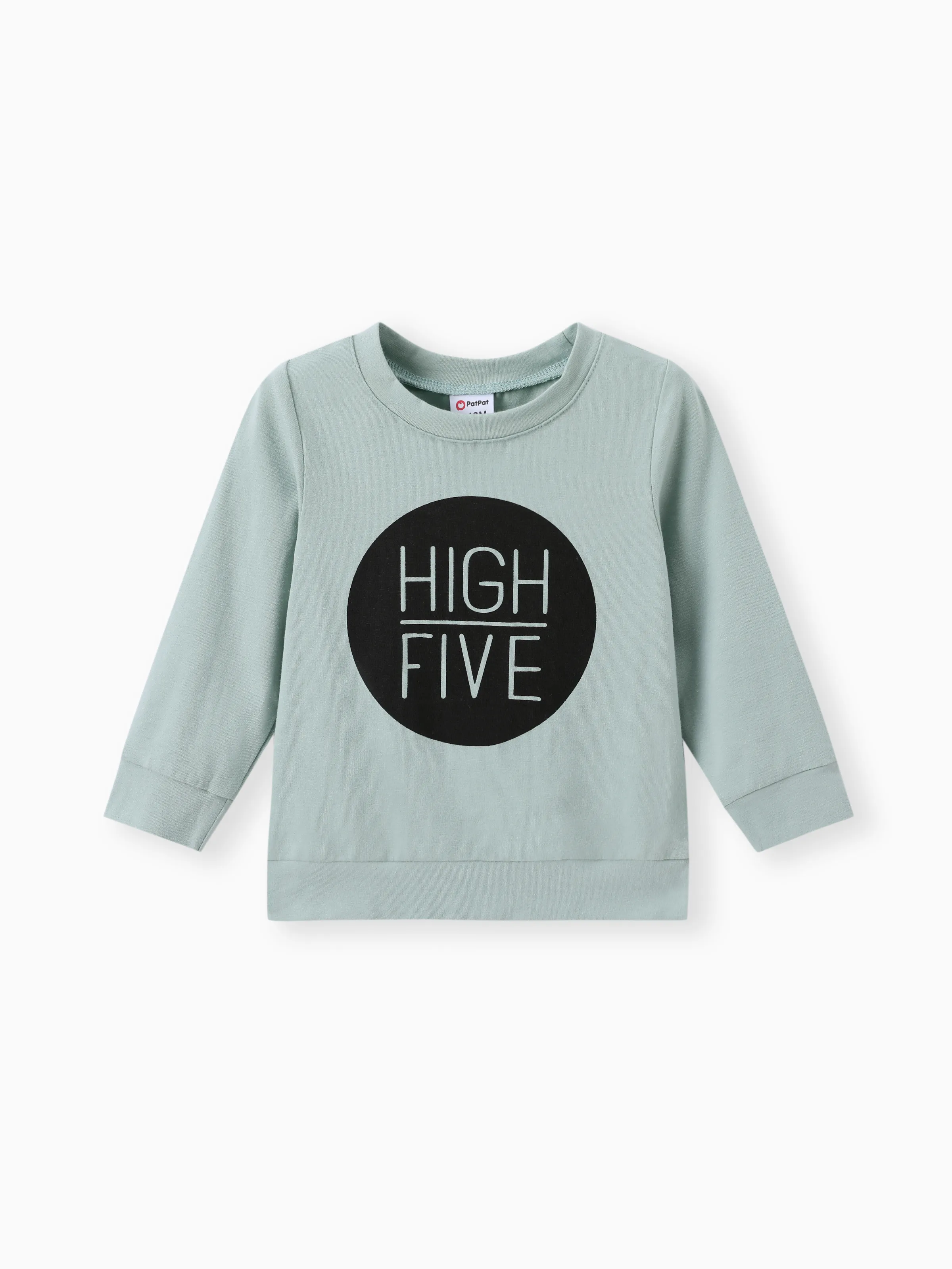 Baby Boy/Girl Clothes 2pcs 95% Cotton Long-sleeve Letter Print Sweatshirt and Pants Set Mint Green - Image 2
