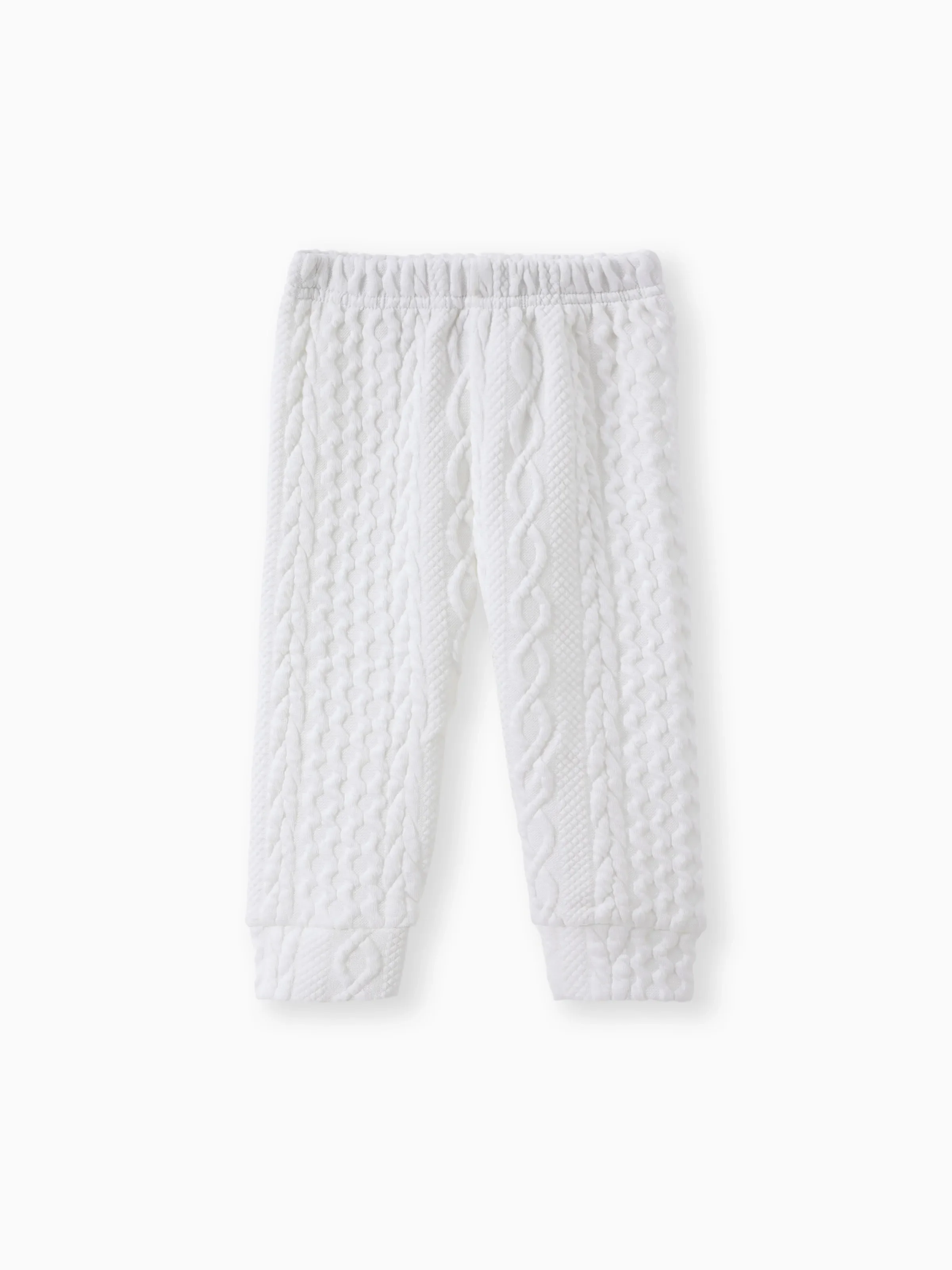 Baby Boy/Girl Clothes 2pcs Solid Knitted Sweatshirt and Pants Set White - Image 3