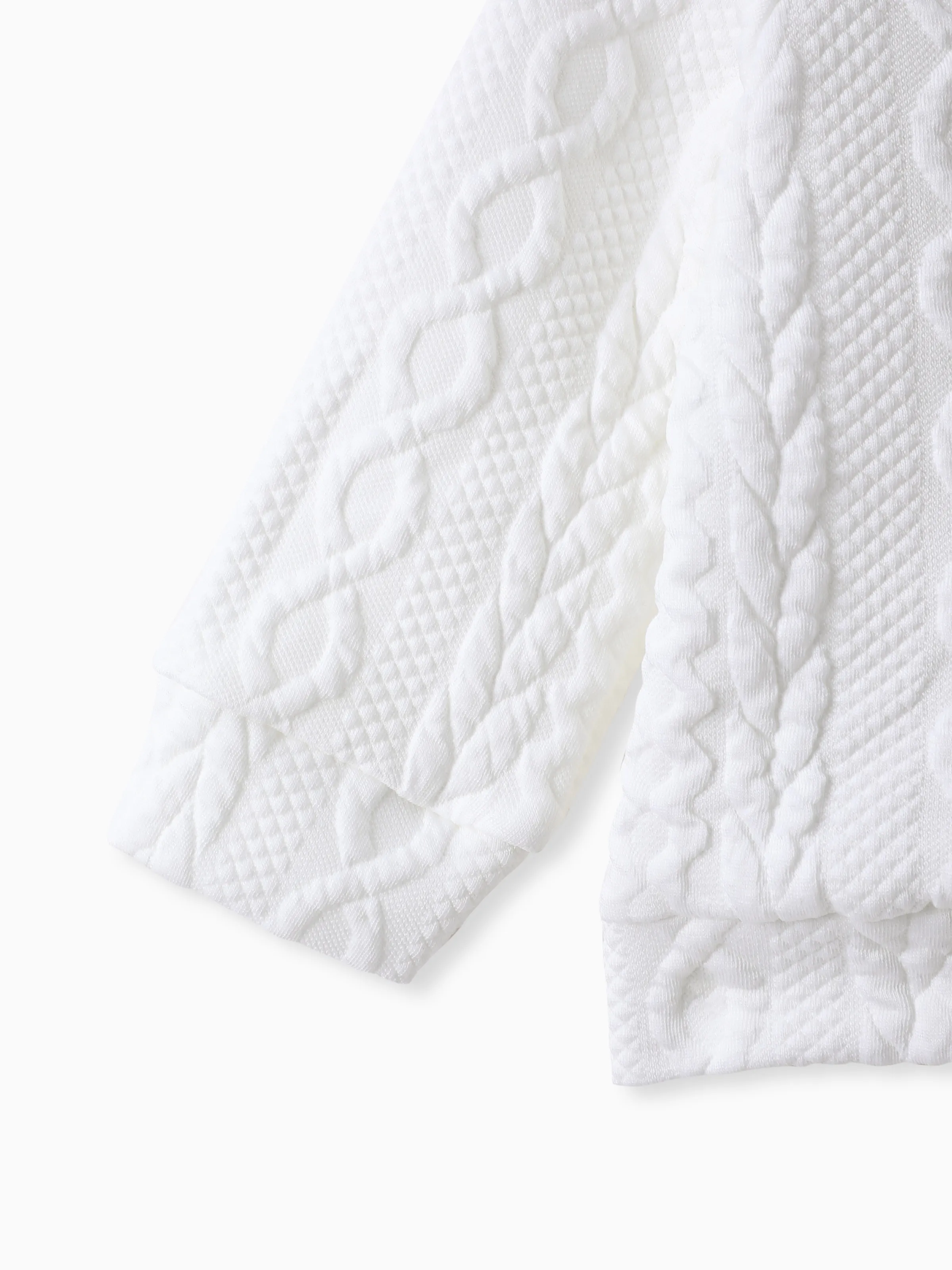 Baby Boy/Girl Clothes 2pcs Solid Knitted Sweatshirt and Pants Set White - Image 5