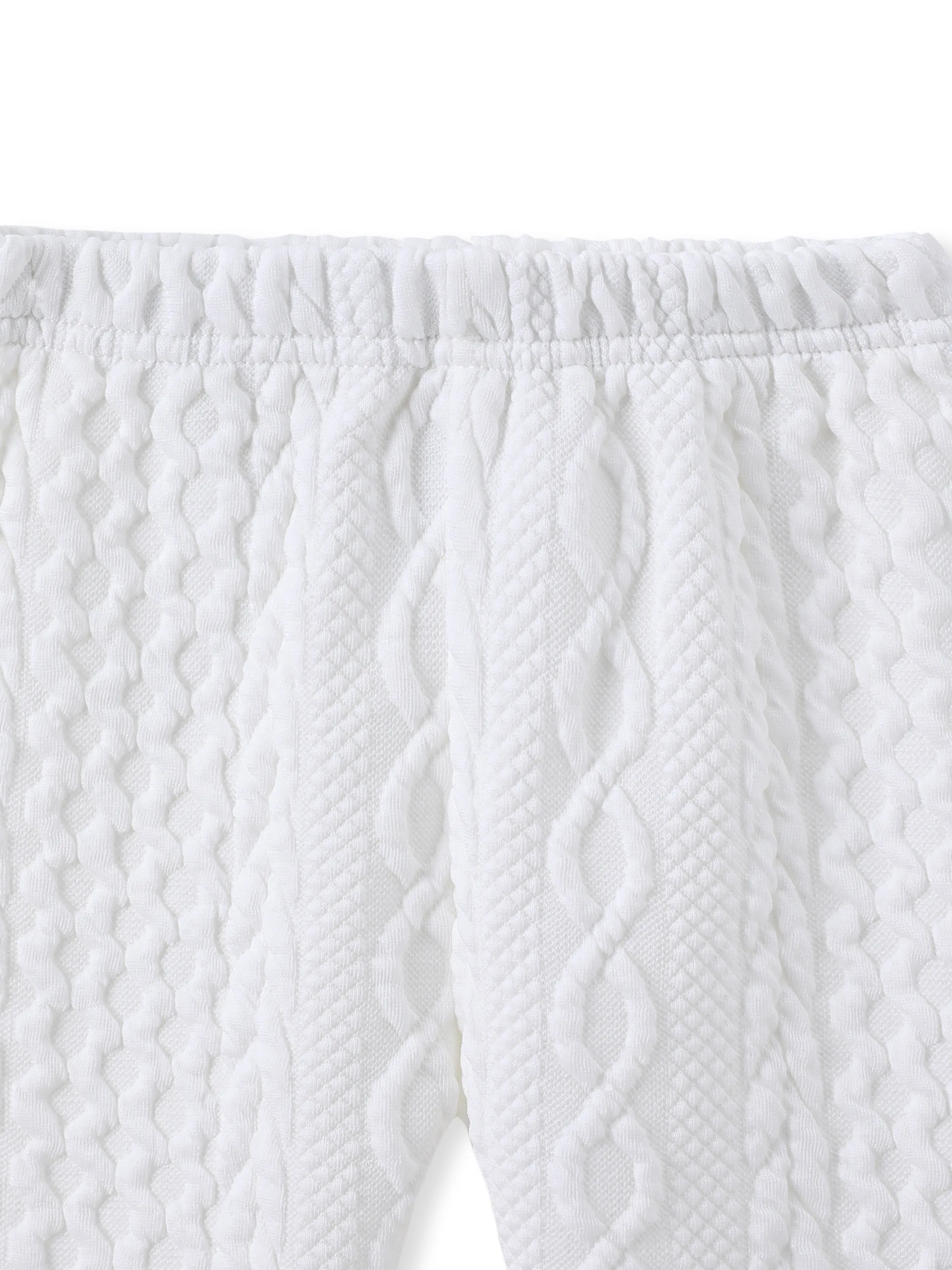 Baby Boy/Girl Clothes 2pcs Solid Knitted Sweatshirt and Pants Set White - Image 6