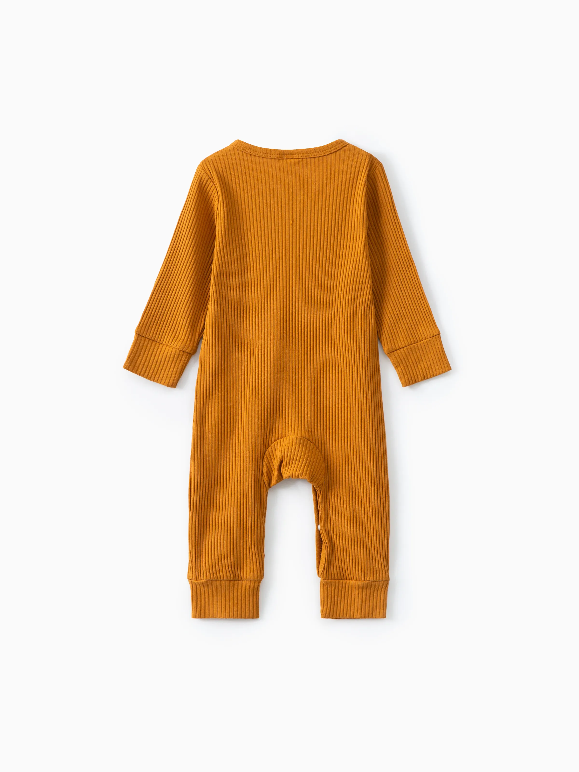 Baby Boy/Girl Cotton Ribbed Button Up Jumpsuit Ginger - Image 2