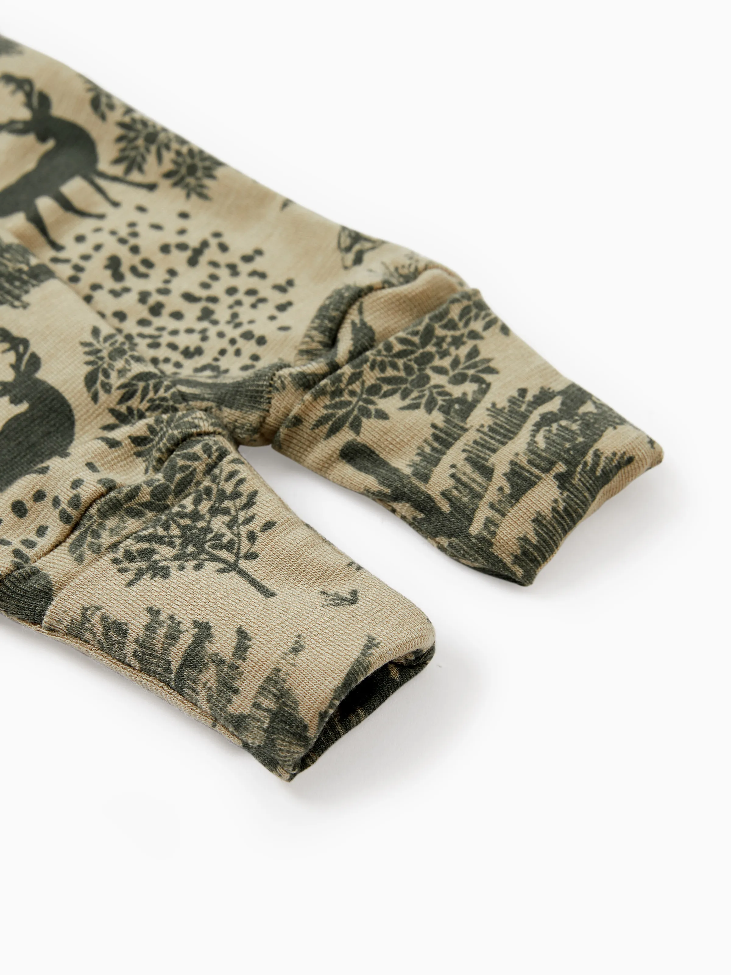 Baby Boy/Girl Plant Print Zip-up Snug-Fitting Wool Pajamas Green - Image 5