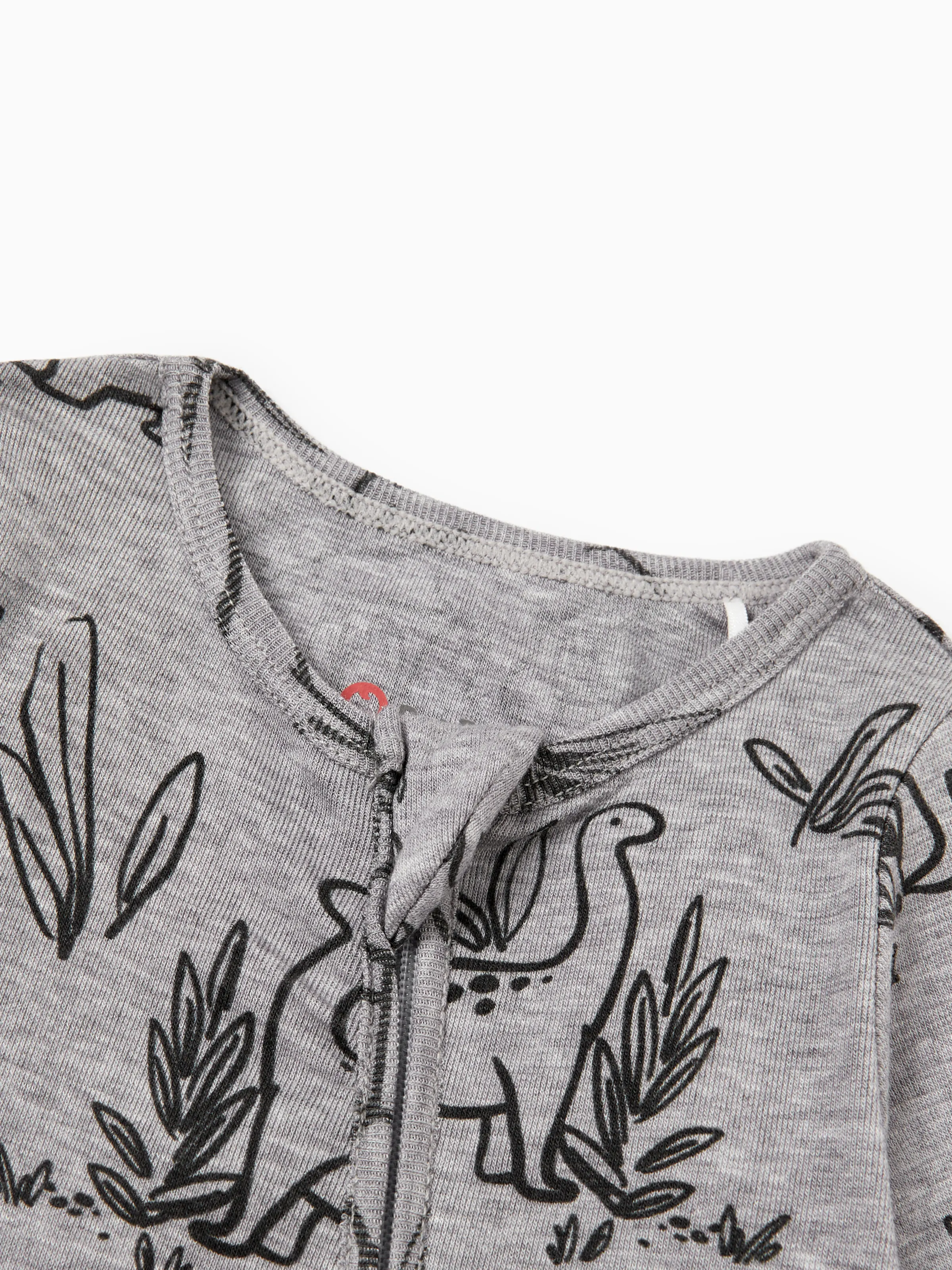 Baby Boy/Girl Plant Print Zip-up Snug-Fitting Wool Pajamas Grey - Image 2