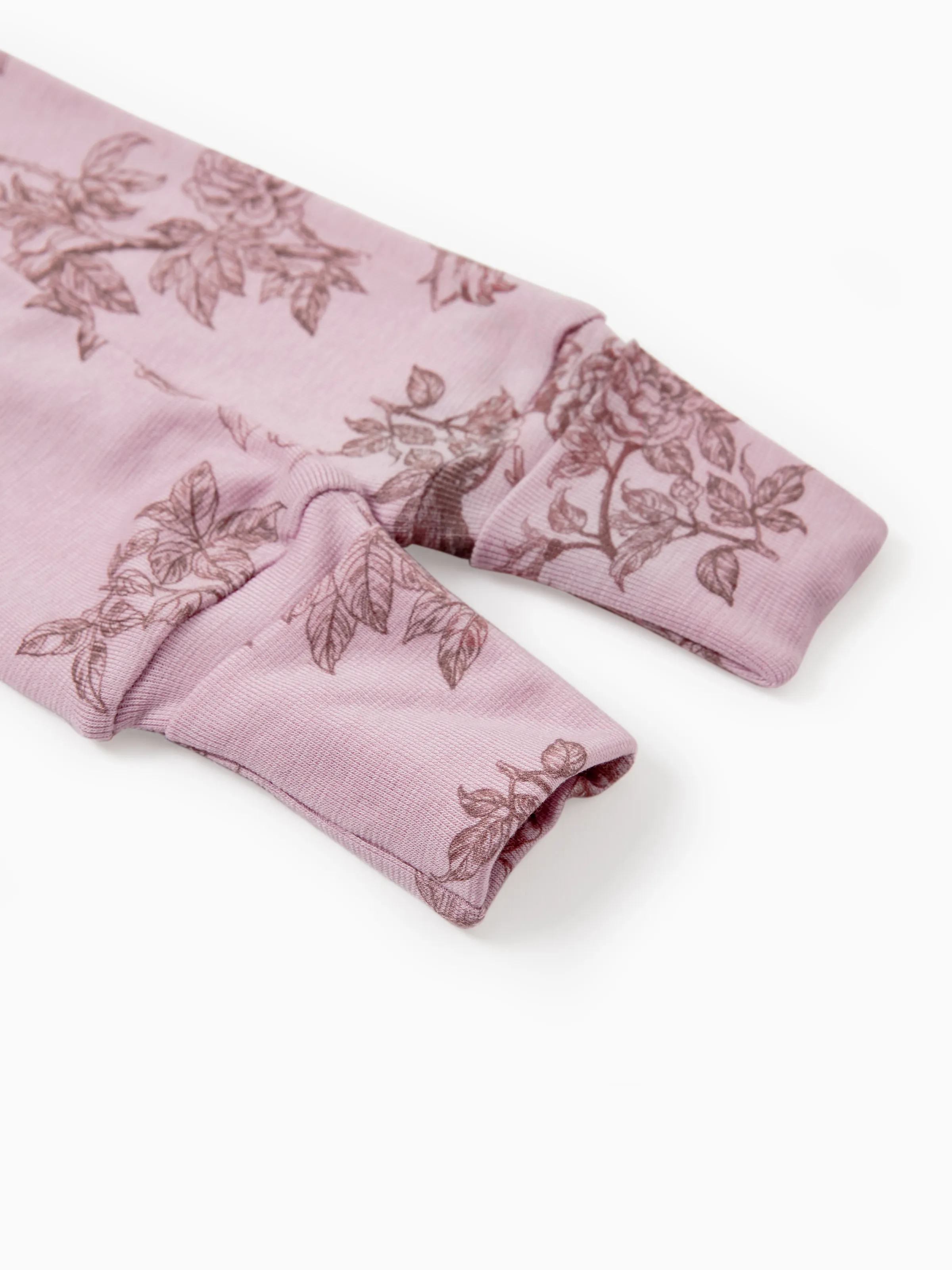 Baby Boy/Girl Plant Print Zip-up Snug-Fitting Wool Pajamas Pink - Image 5