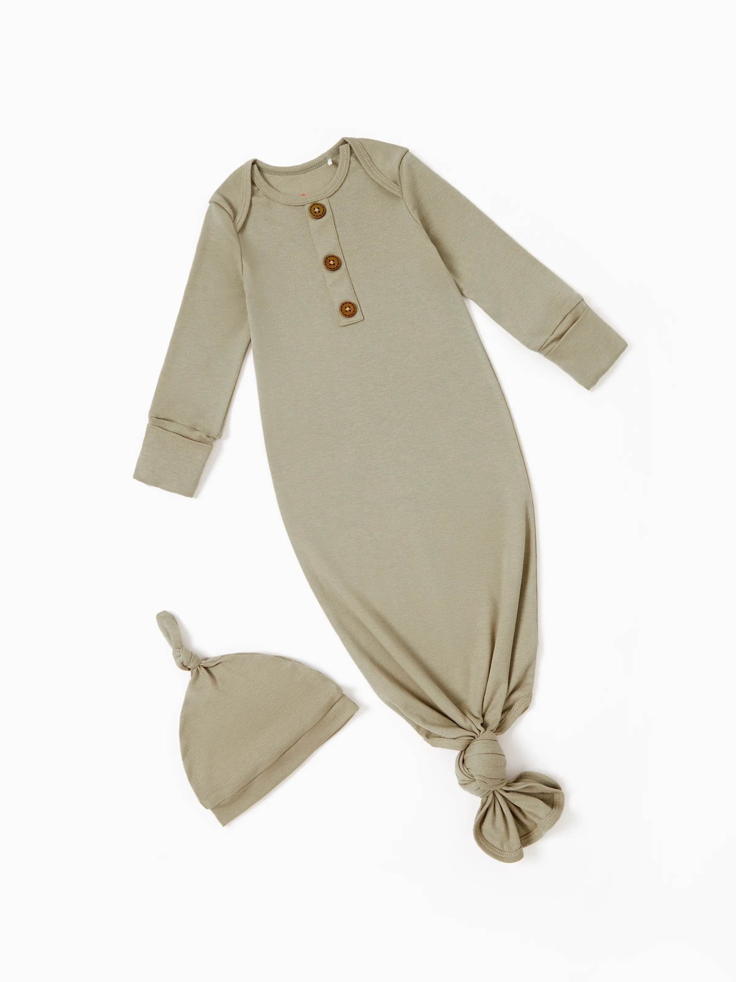 Baby Boy/Girl Solid Color Baby Sleeping Bag Infant Gown with Hat Light Green - Image 3