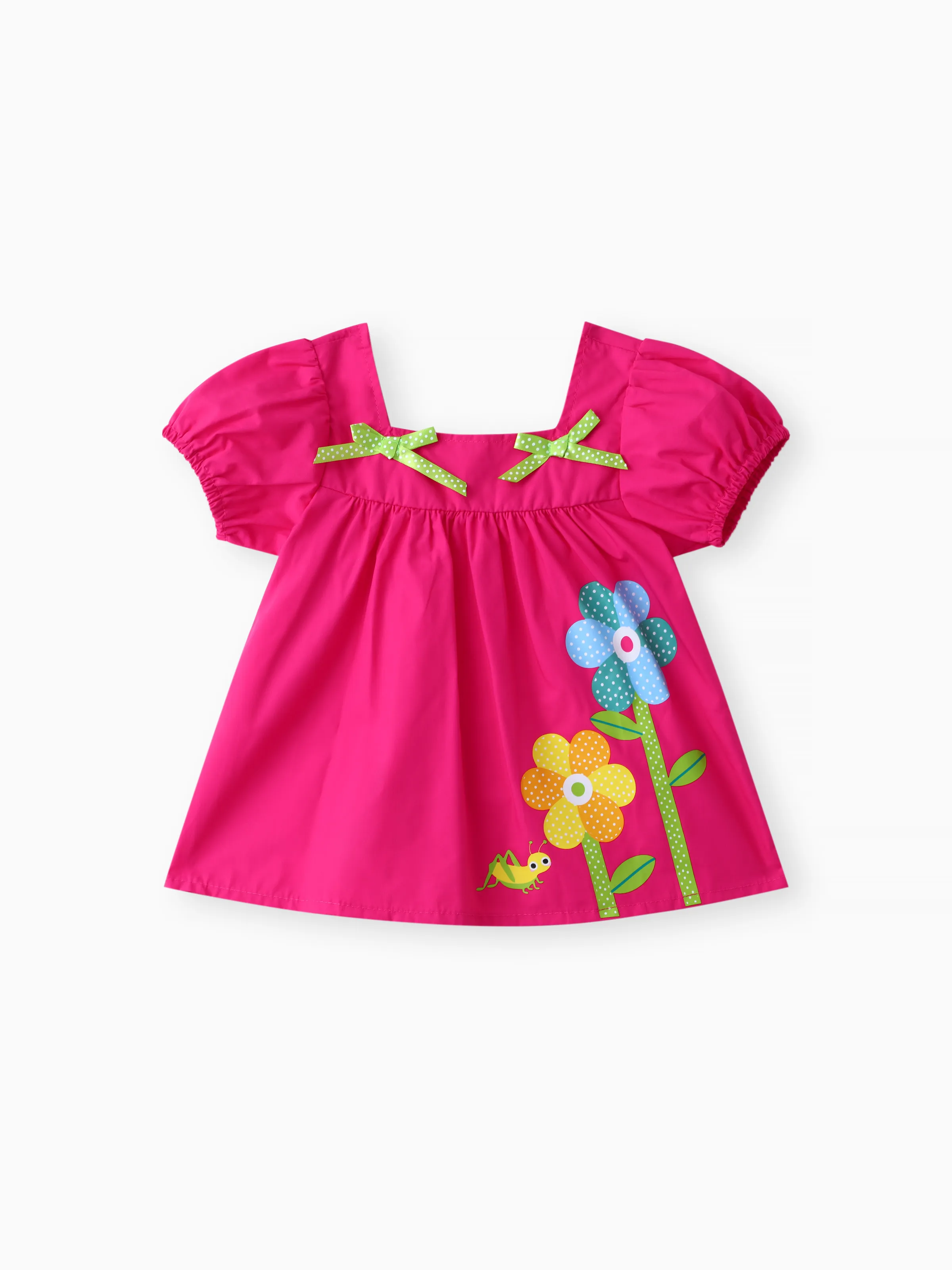 Baby Girl 2pcs Sweet Big Flower Pattern Square Neckline Top and Shorts Set Roseo - Image 3