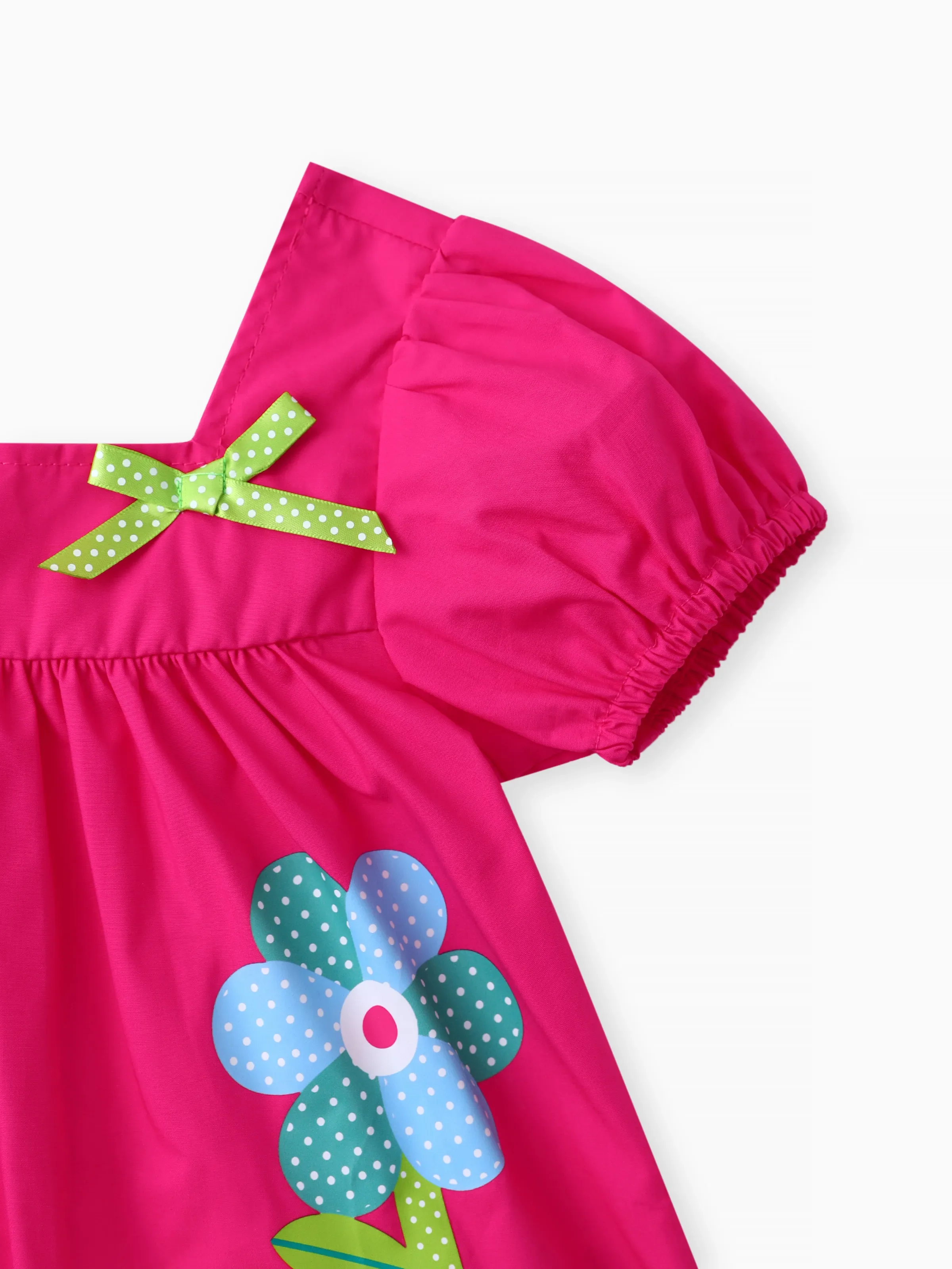 Baby Girl 2pcs Sweet Big Flower Pattern Square Neckline Top and Shorts Set Roseo - Image 5