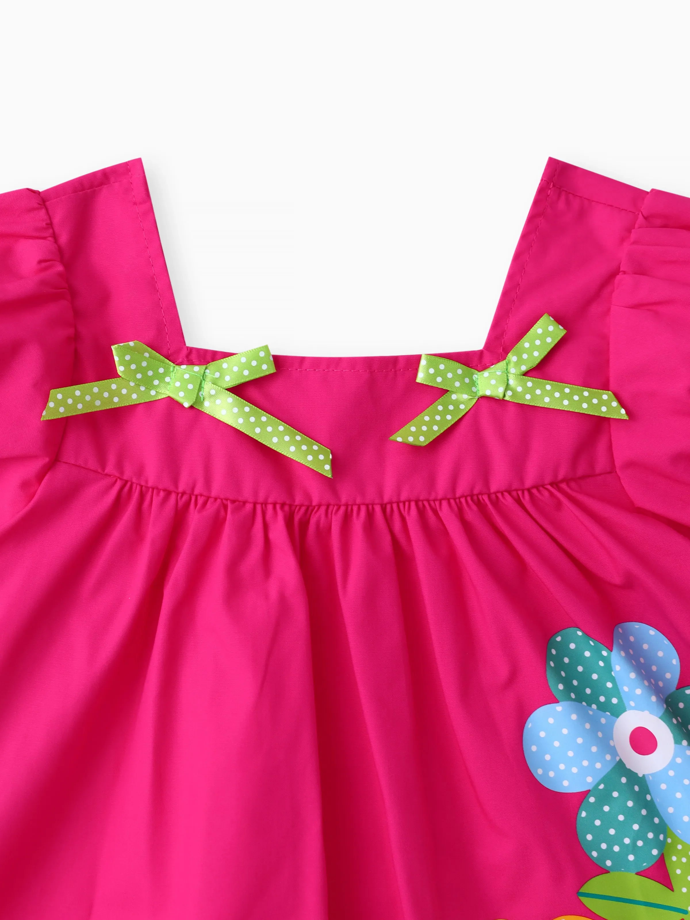 Baby Girl 2pcs Sweet Big Flower Pattern Square Neckline Top and Shorts Set Roseo - Image 6