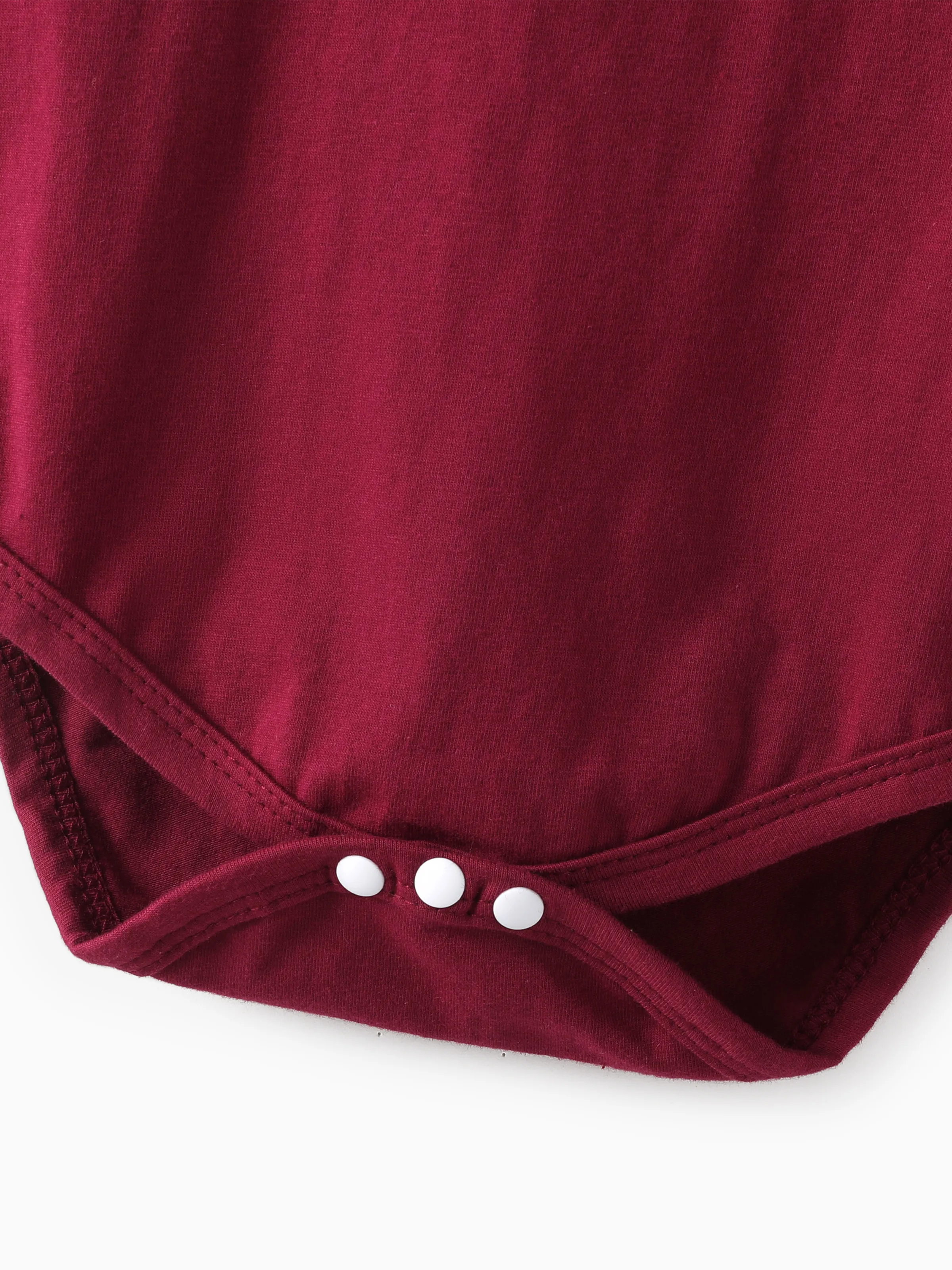 Baby Girl 3pcs Sweet Solid Romper and Floral Print Ruffled Overalls with Headband Set Burgundy - Image 8